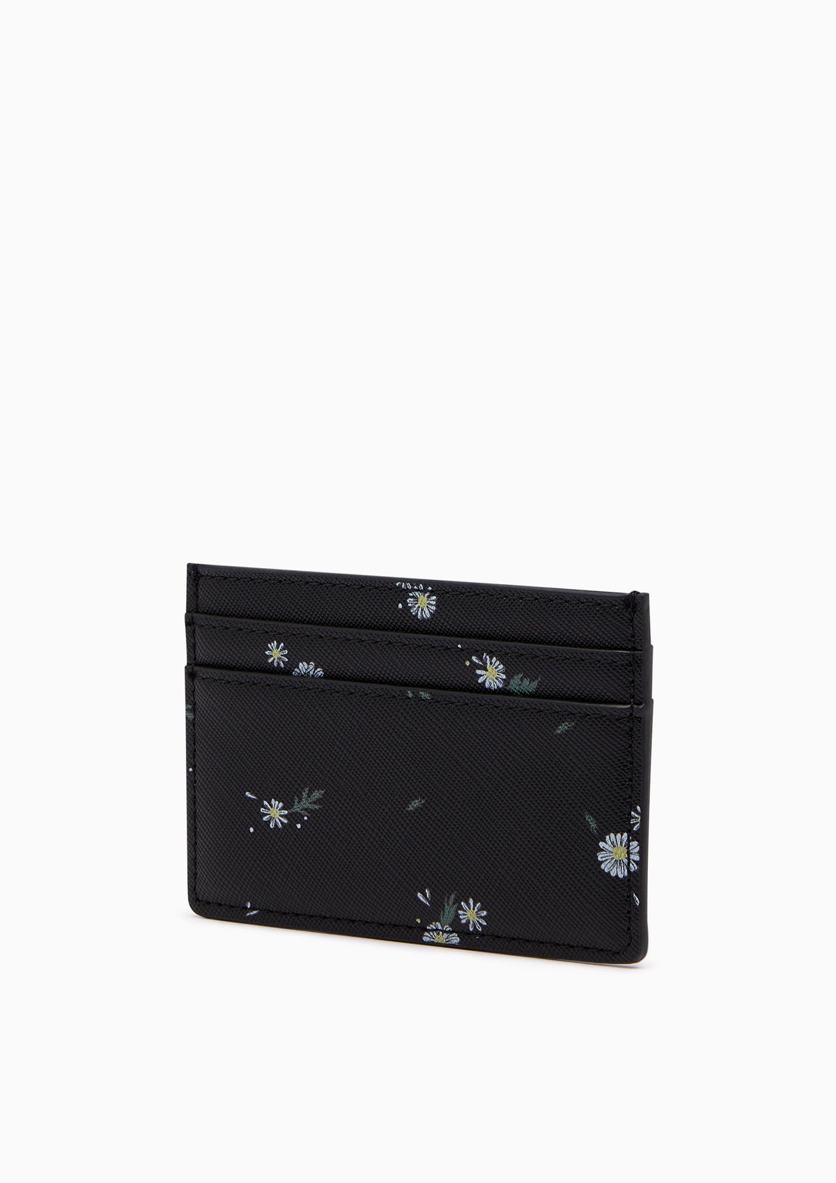 Re-Edit Daisy Card Holder Wallet- Printed Black