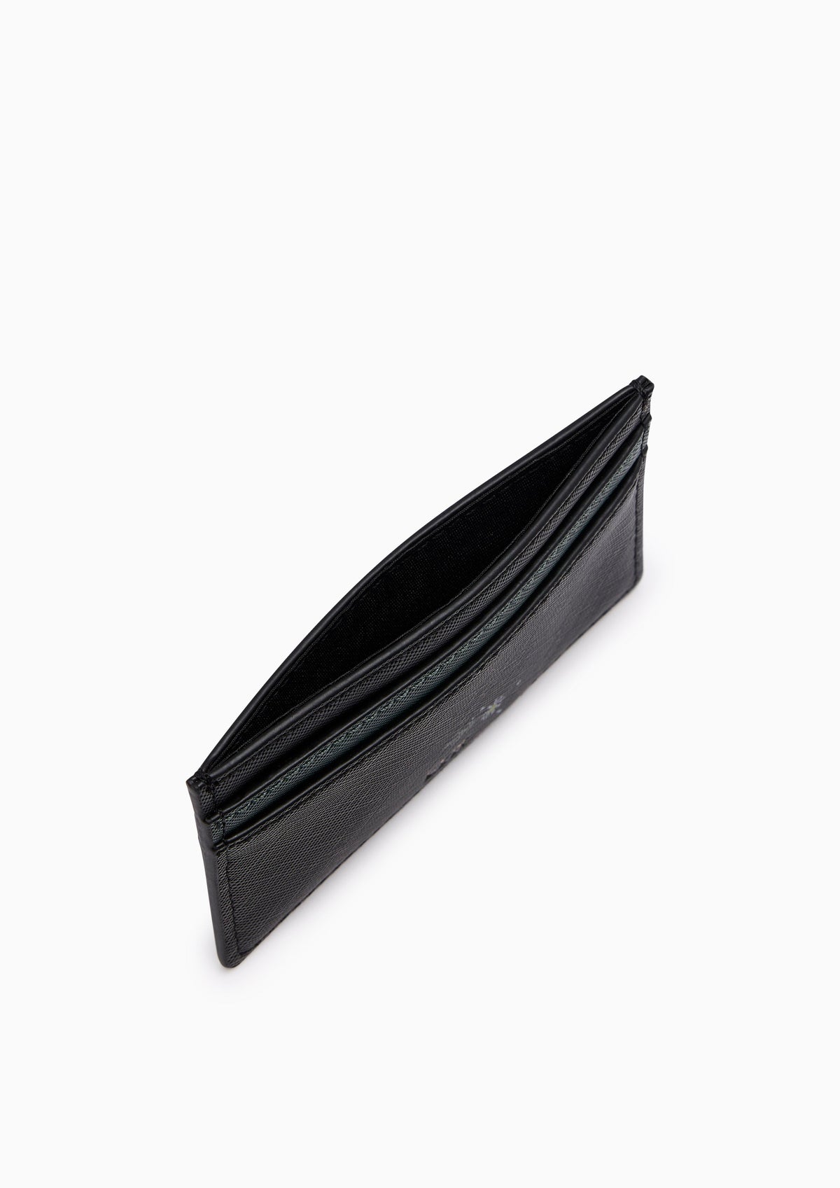 Re-Edit Daisy Card Holder Wallet- Printed Black
