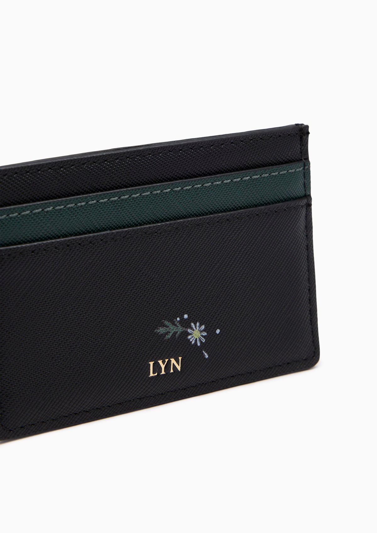 Re-Edit Daisy Card Holder Wallet- Printed Black