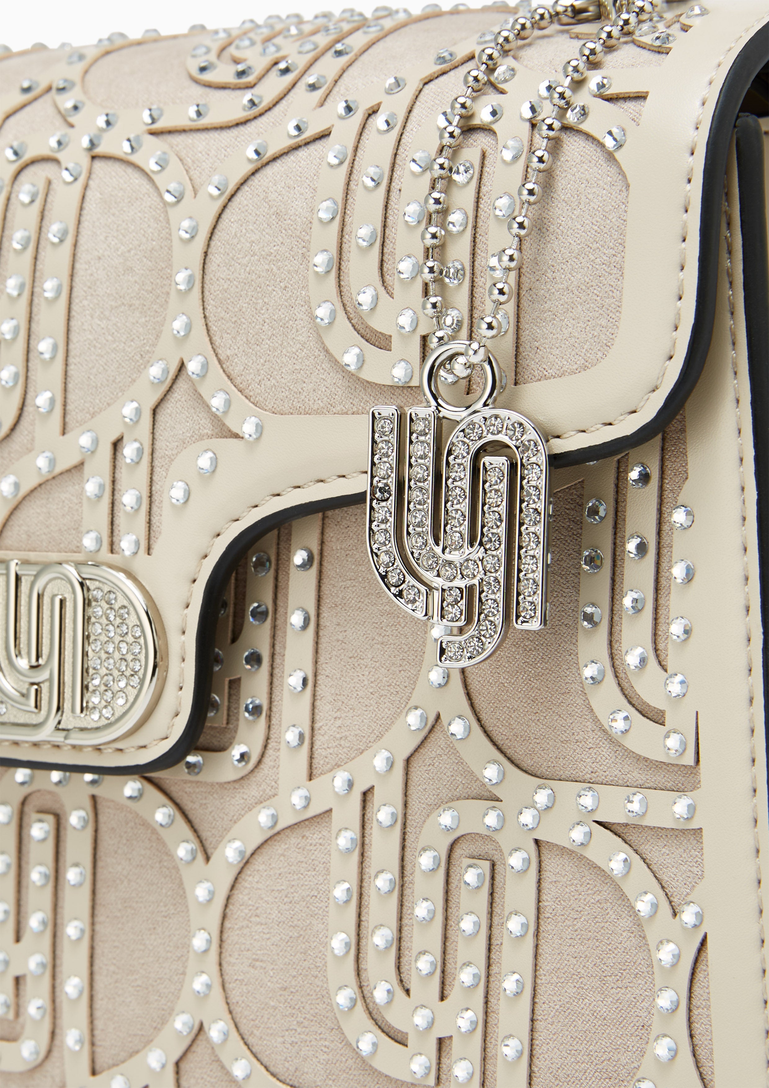 Flashy Crystal Infinite Crossbody Bag - Beige