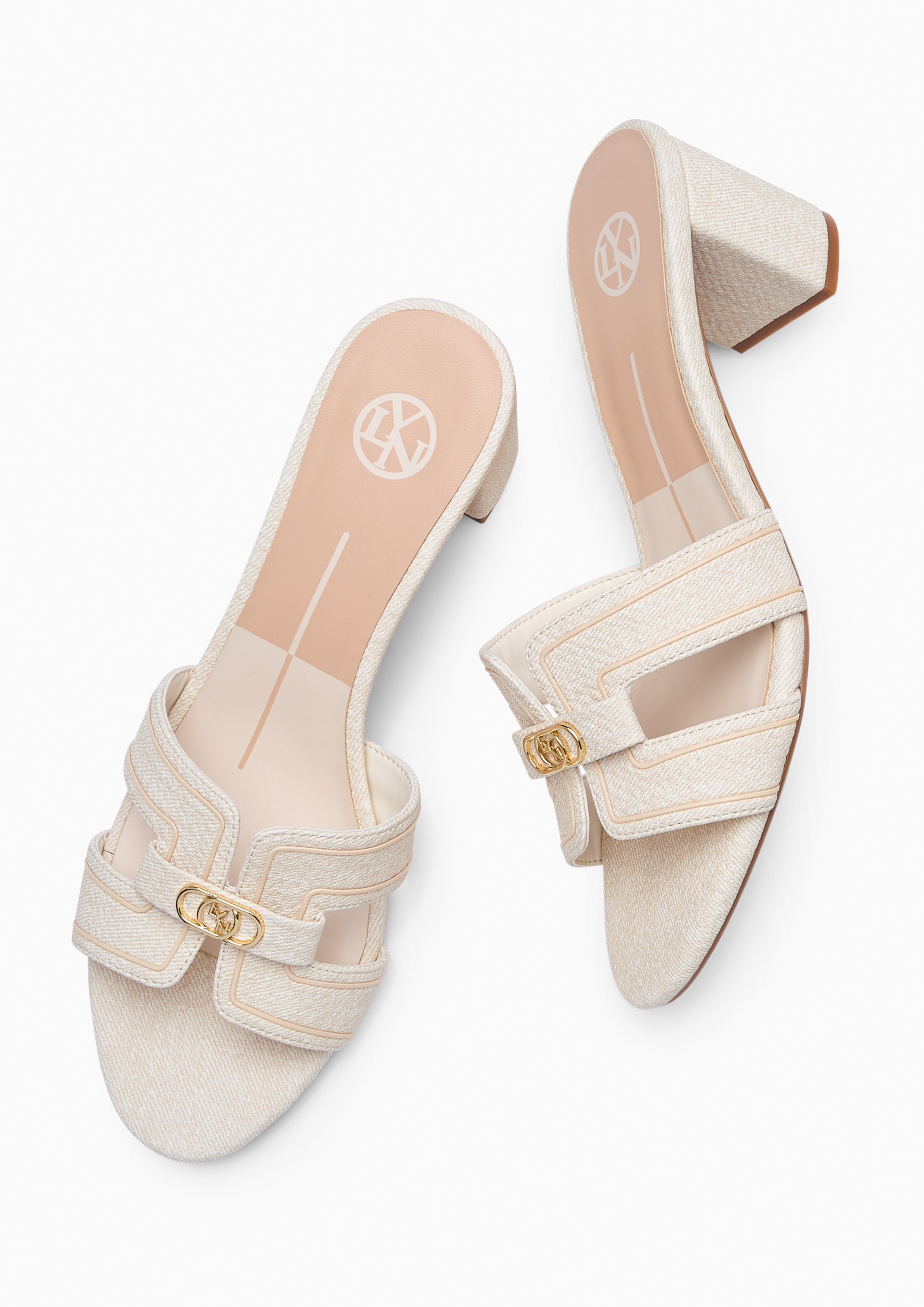 Hey Mid Denim Flats And Sandals - Biege Variation 2