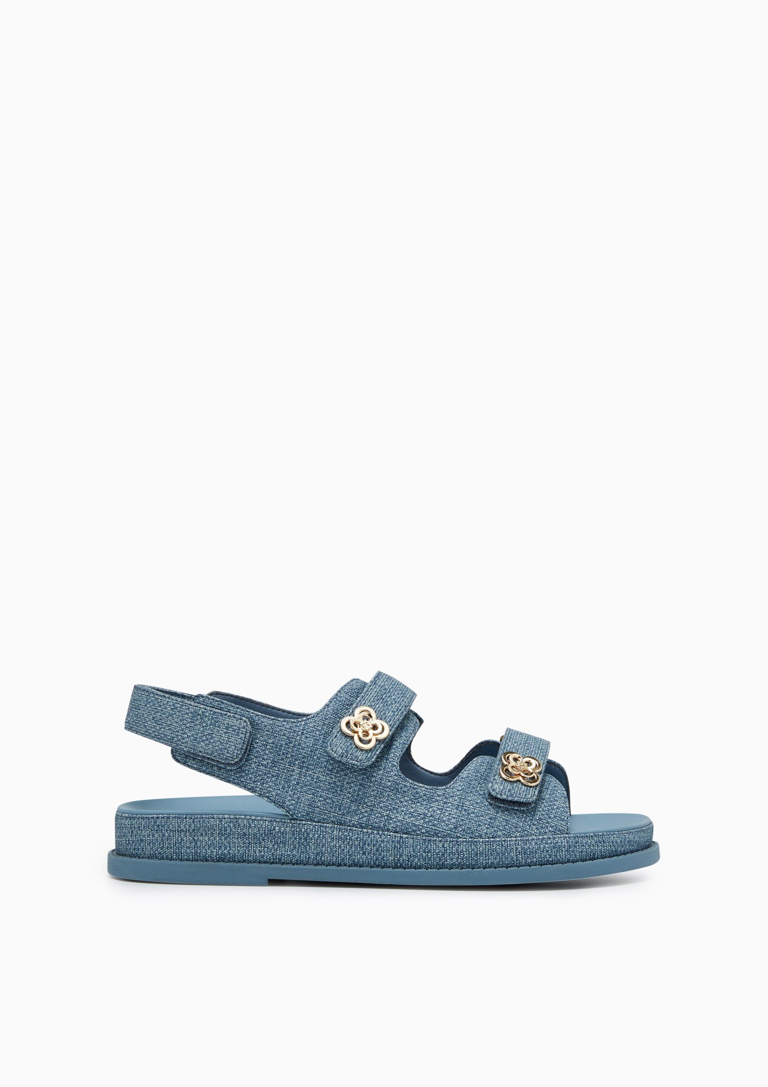 Lexi Flower Denim Flats And Sandals - Blue Variation 2