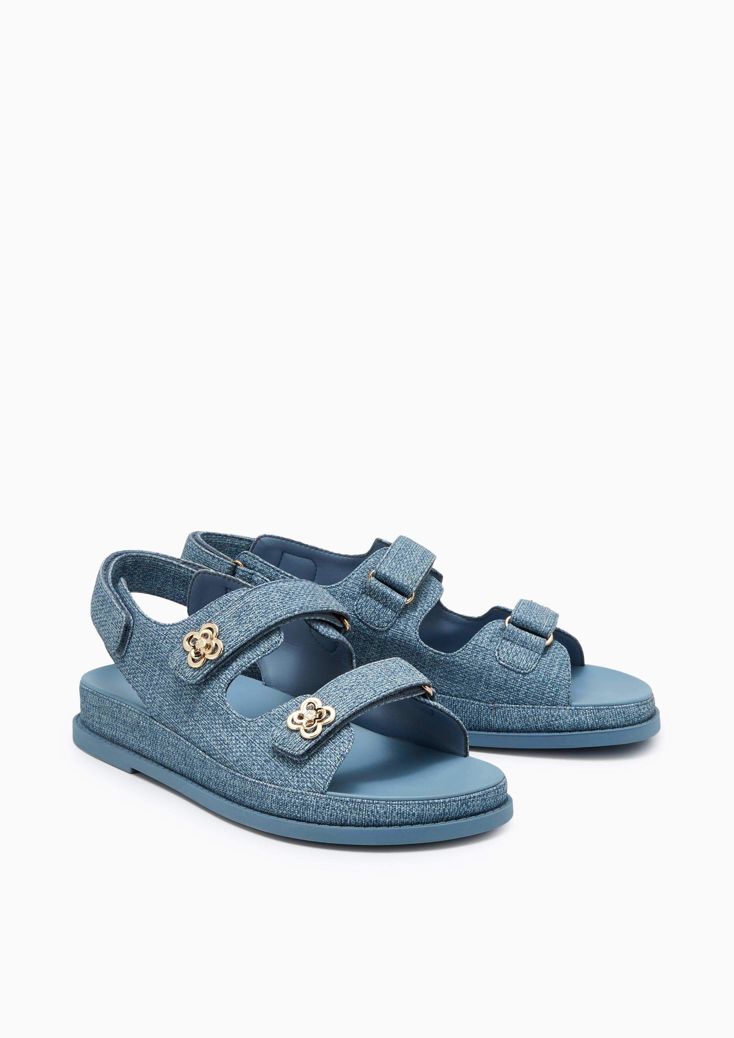 Lexi Flower Denim Flats And Sandals - Blue Variation 2