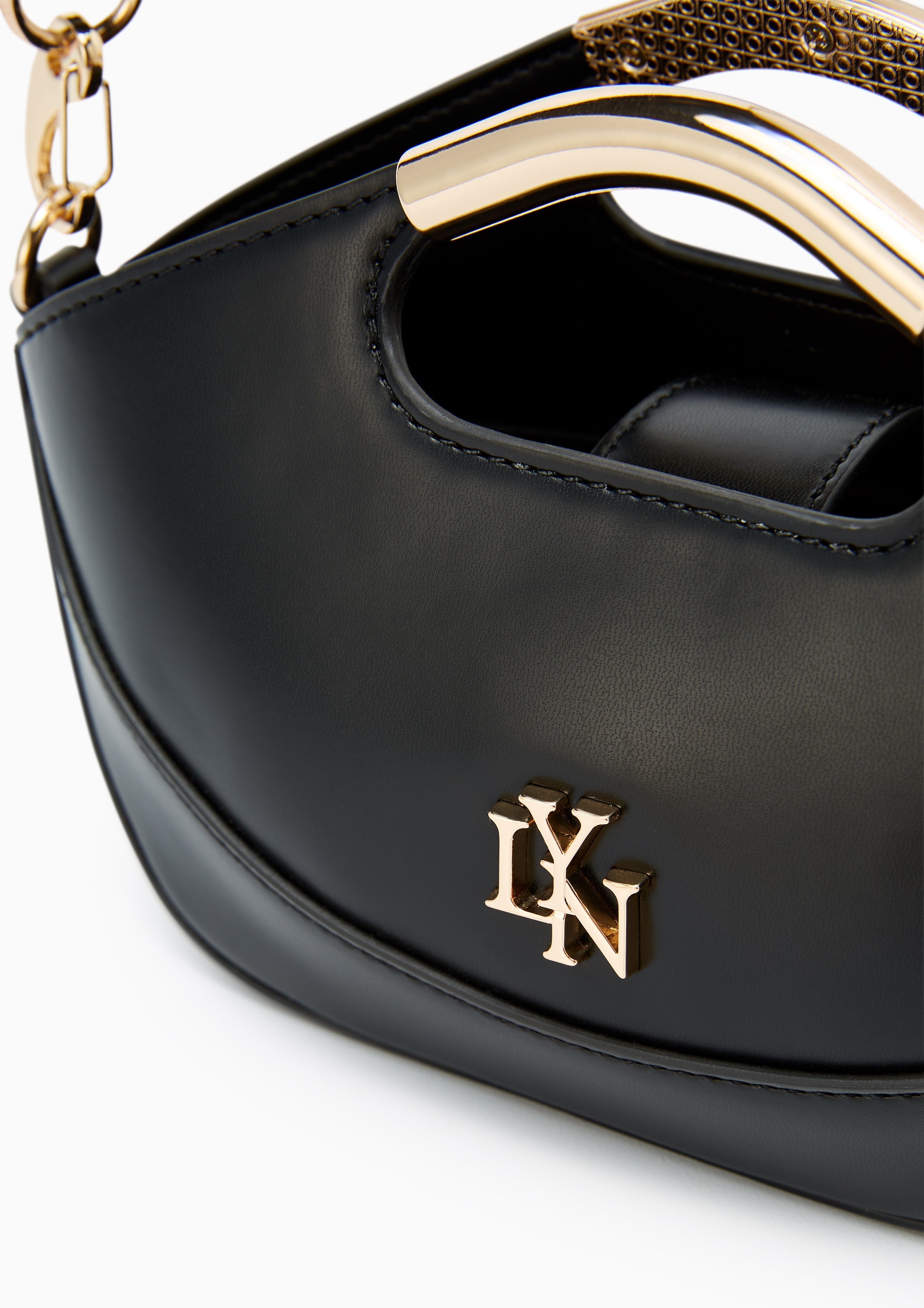 Chamomine Handle Handbag - Black