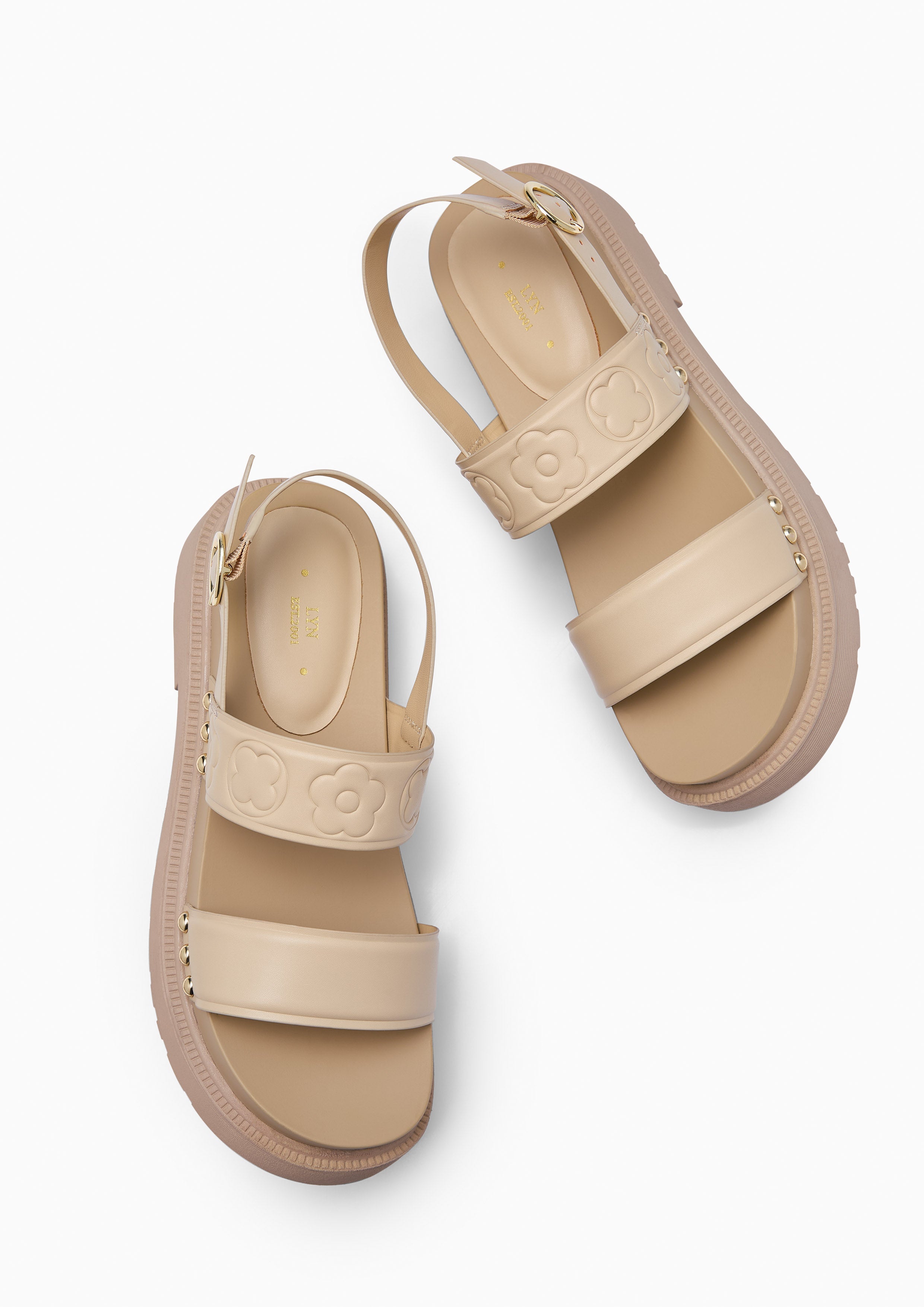 Blossom Sling Back Flats And Sandals - Light Beige