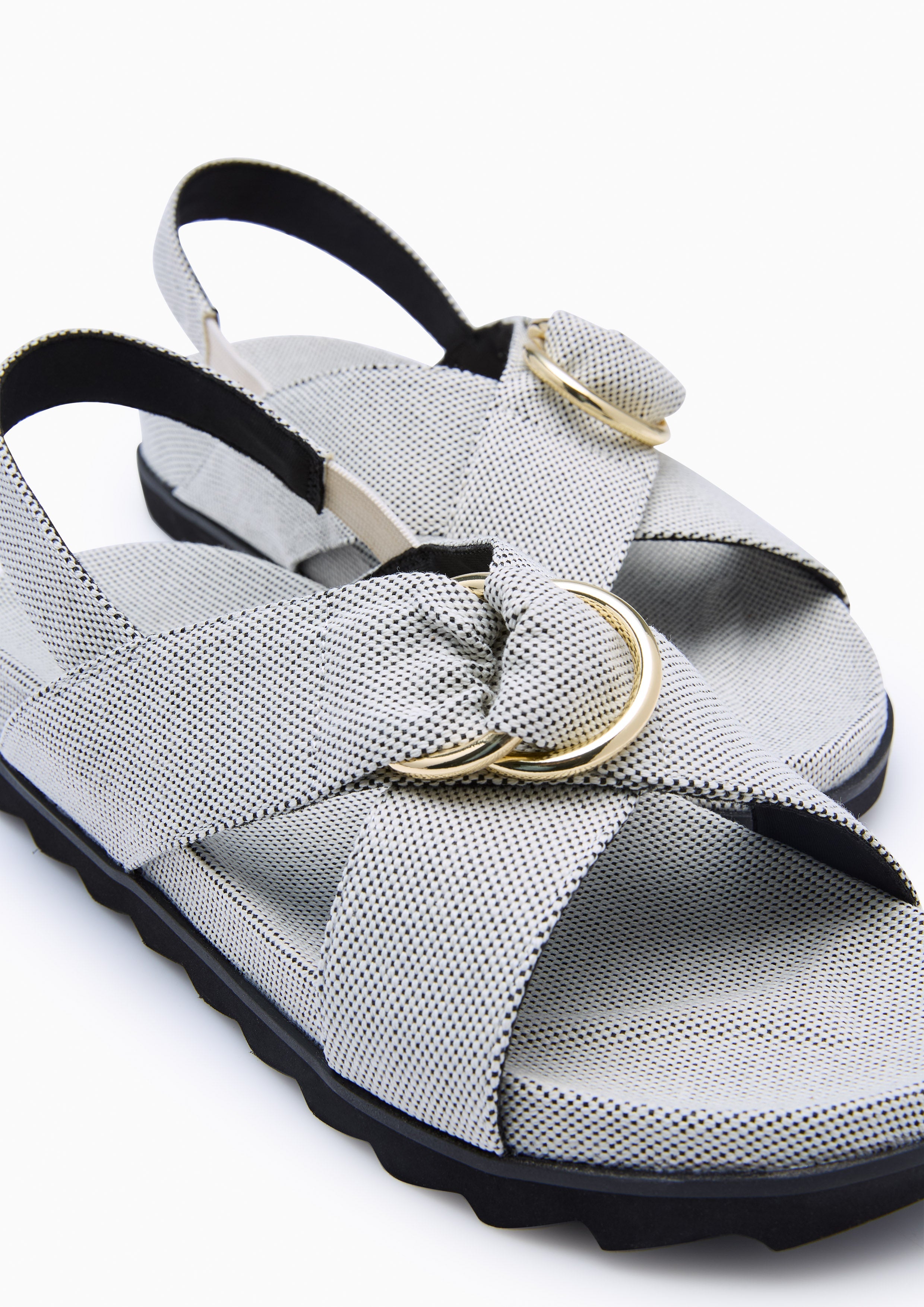 Vala Infinite Canvas Flats And Sandals - Black