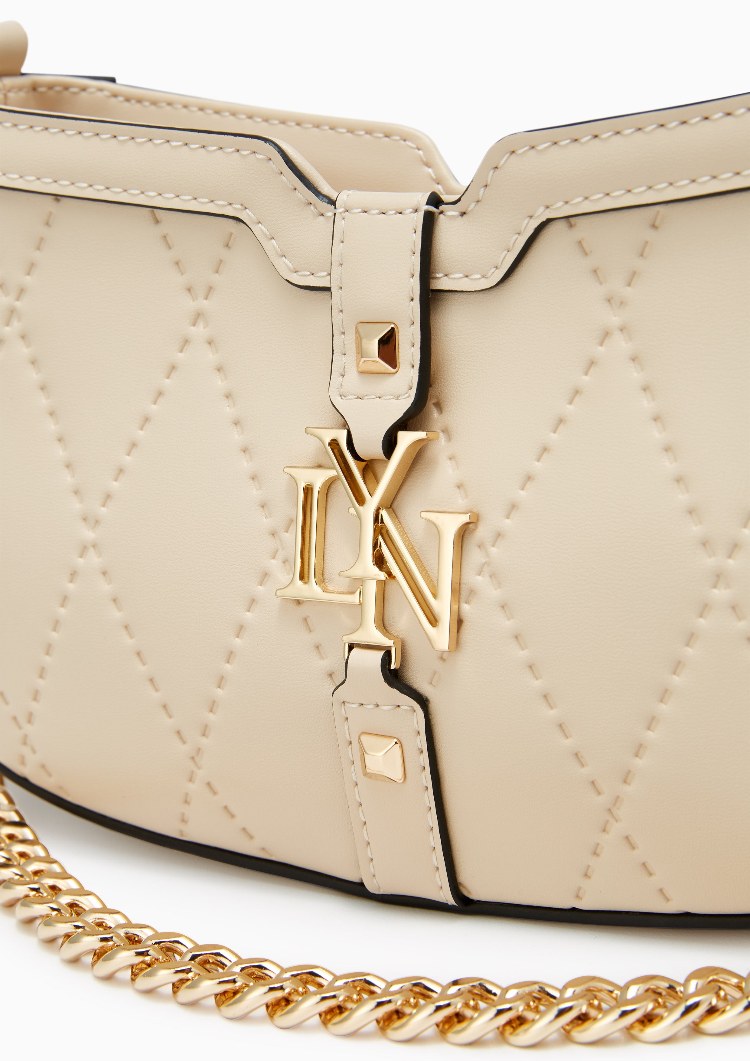 Galas Quilt S Shoulder Bag - Light Beige