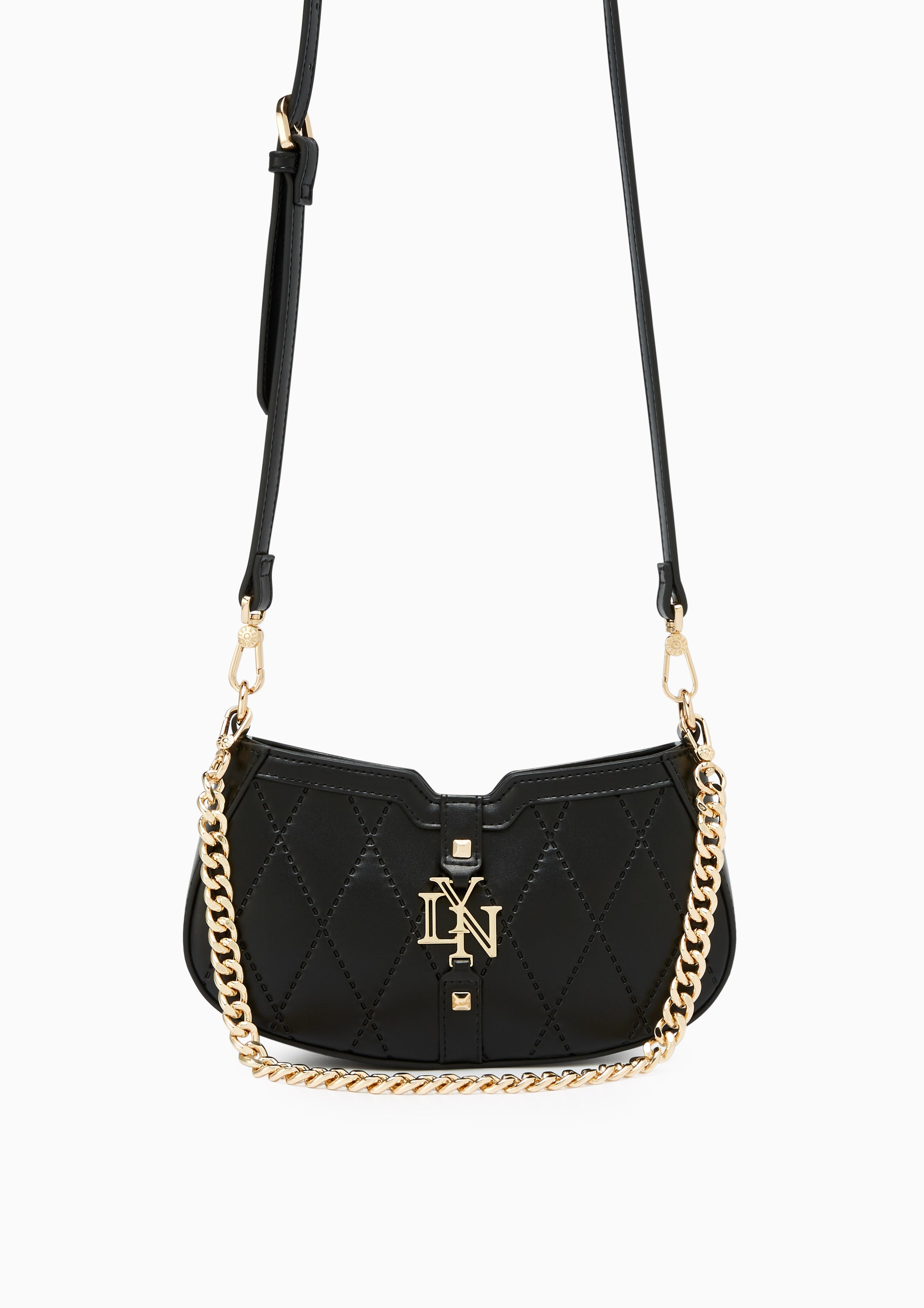 Galas Quilt S Shoulder Bag - Black