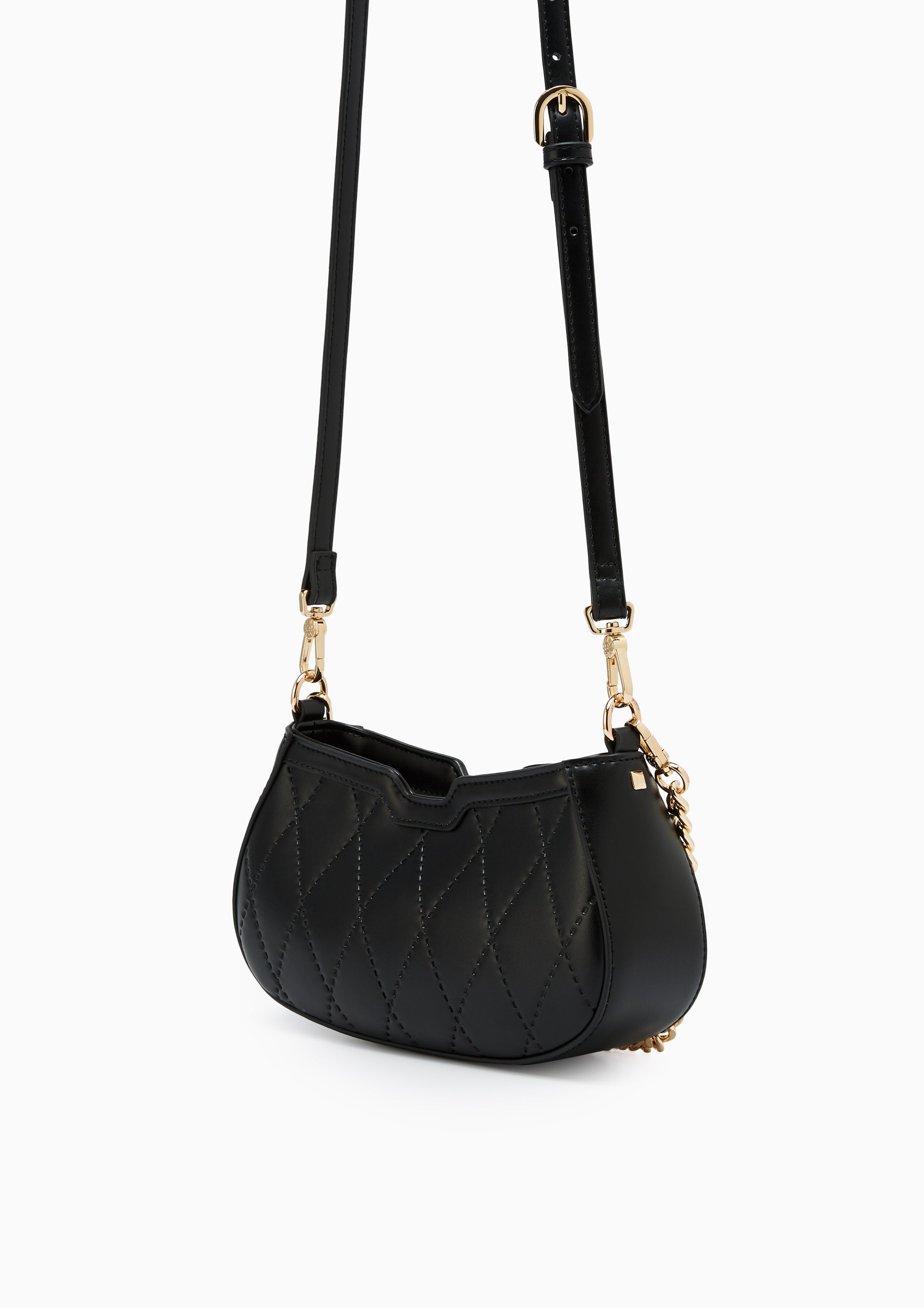 Galas Quilt S Shoulder Bag - Black