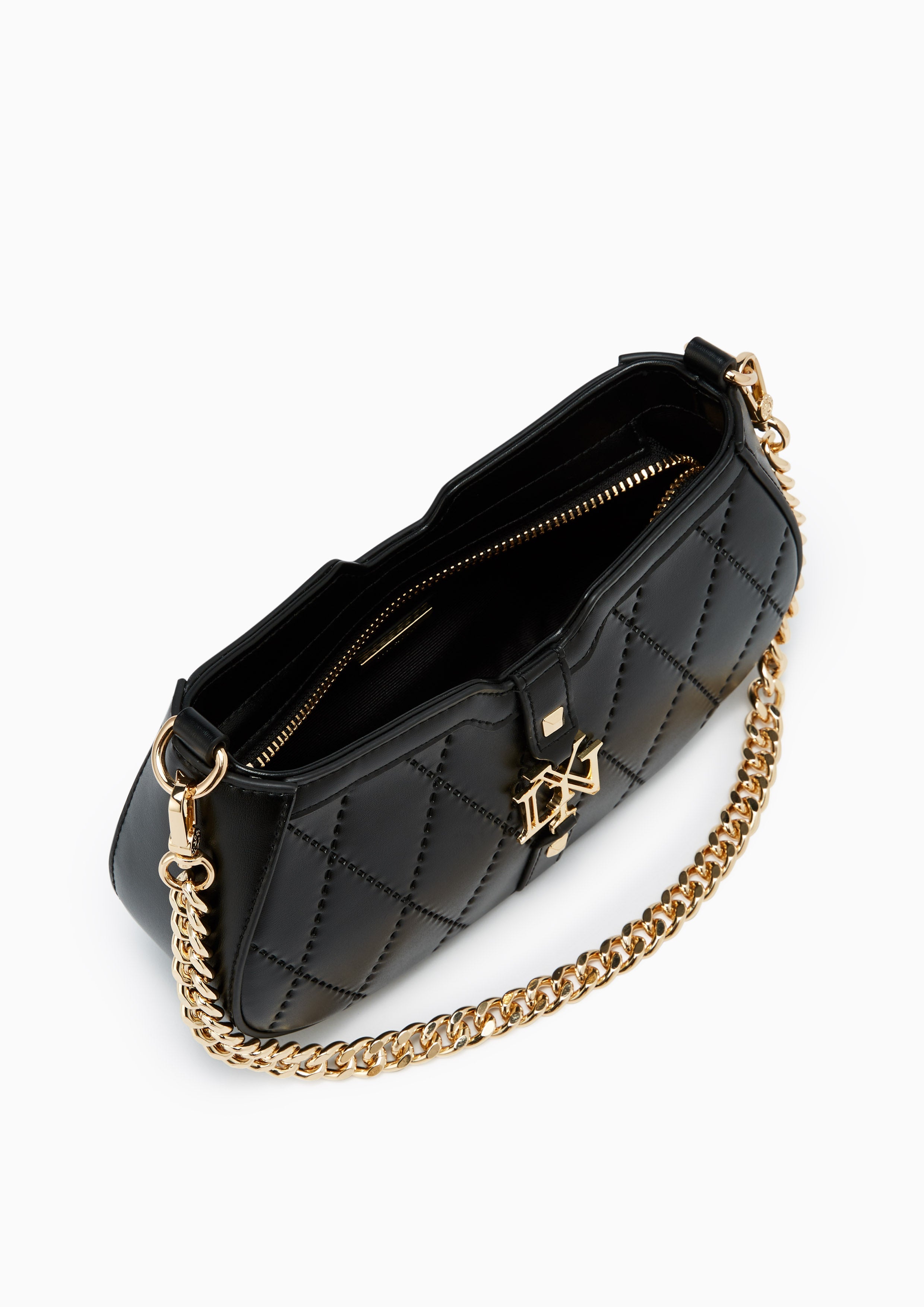 Galas Quilt S Shoulder Bag - Black