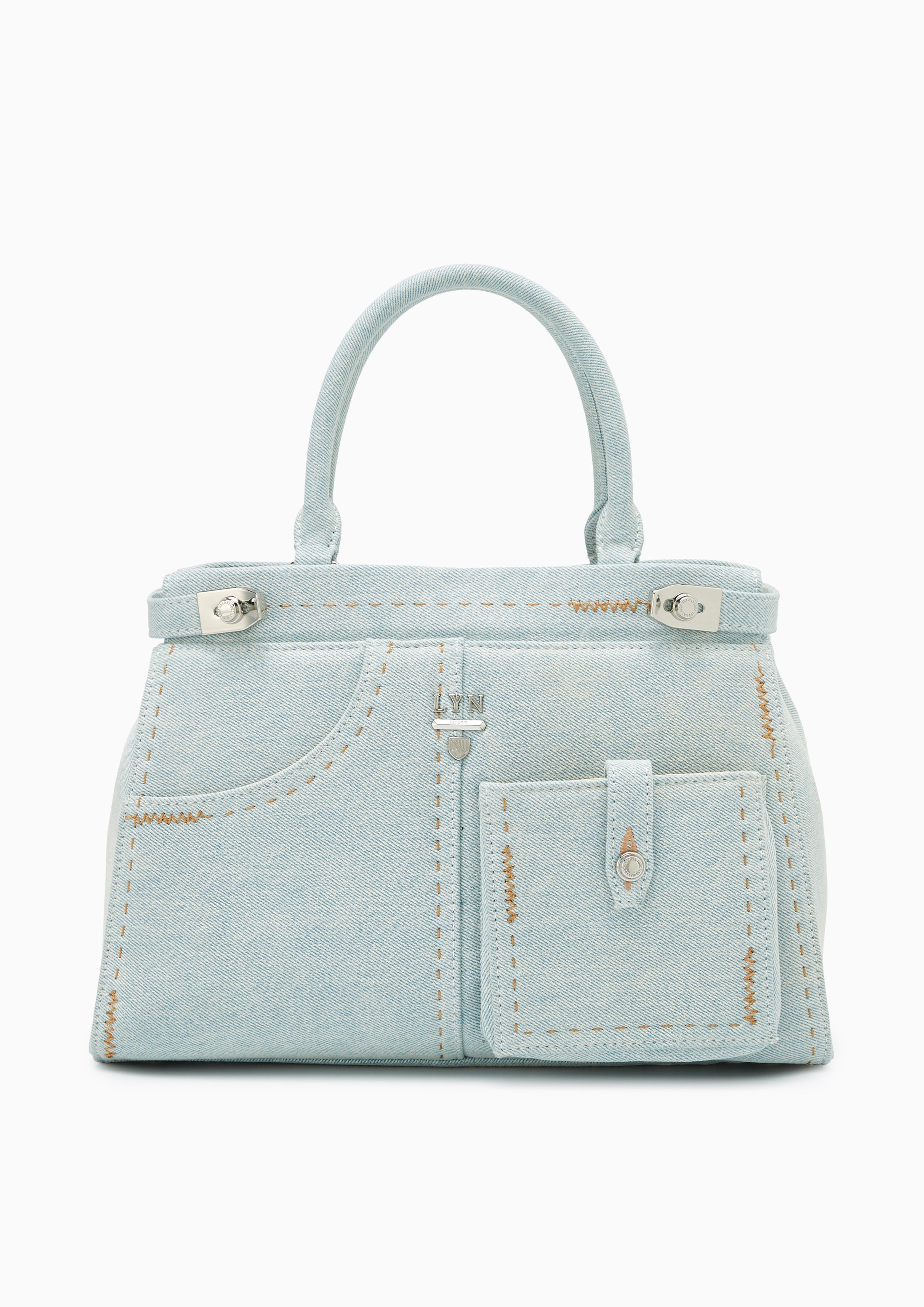 Re-Edit Stitched L Handbag - Light Blue