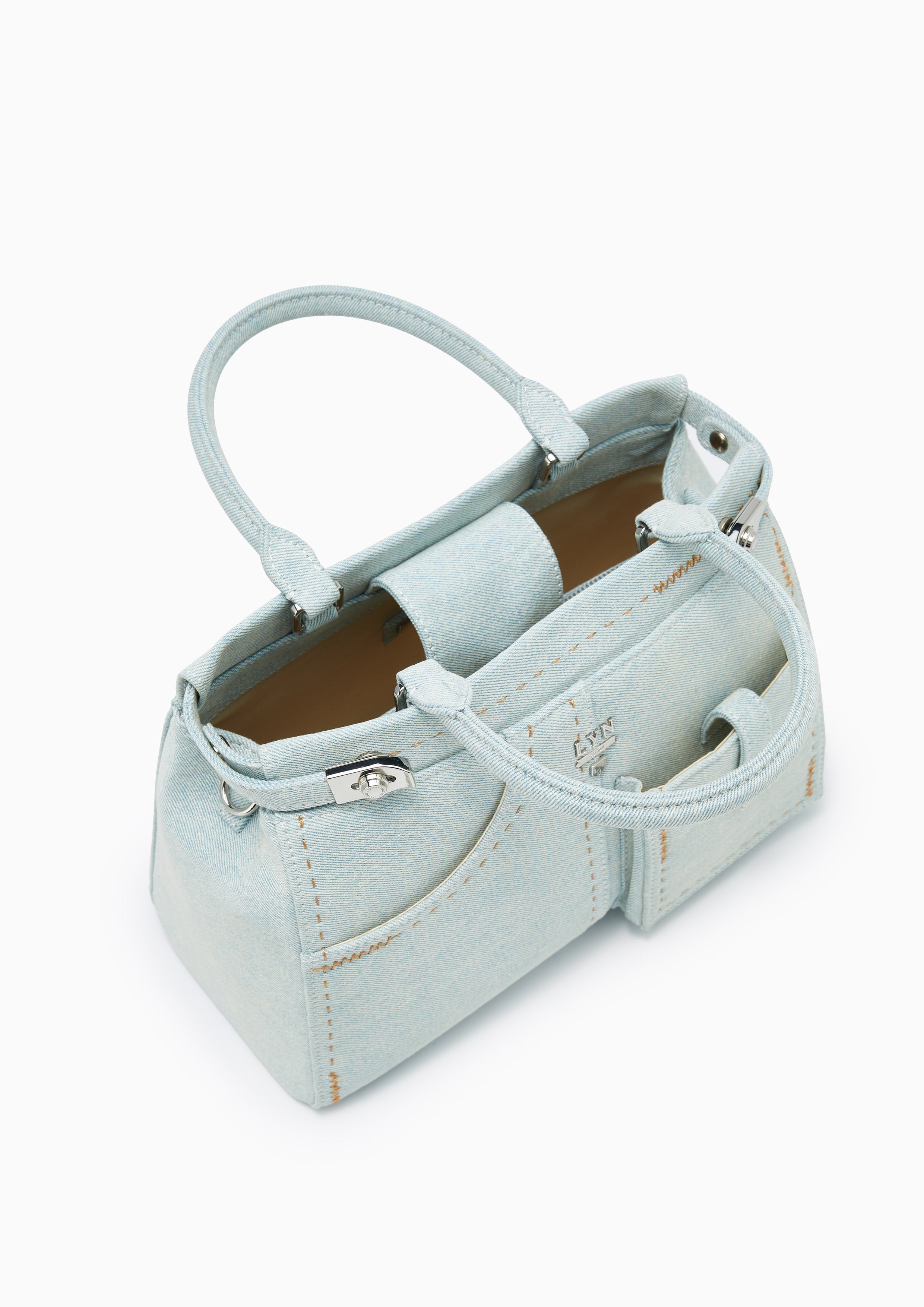 Re-Edit Stitched L Handbag - Light Blue