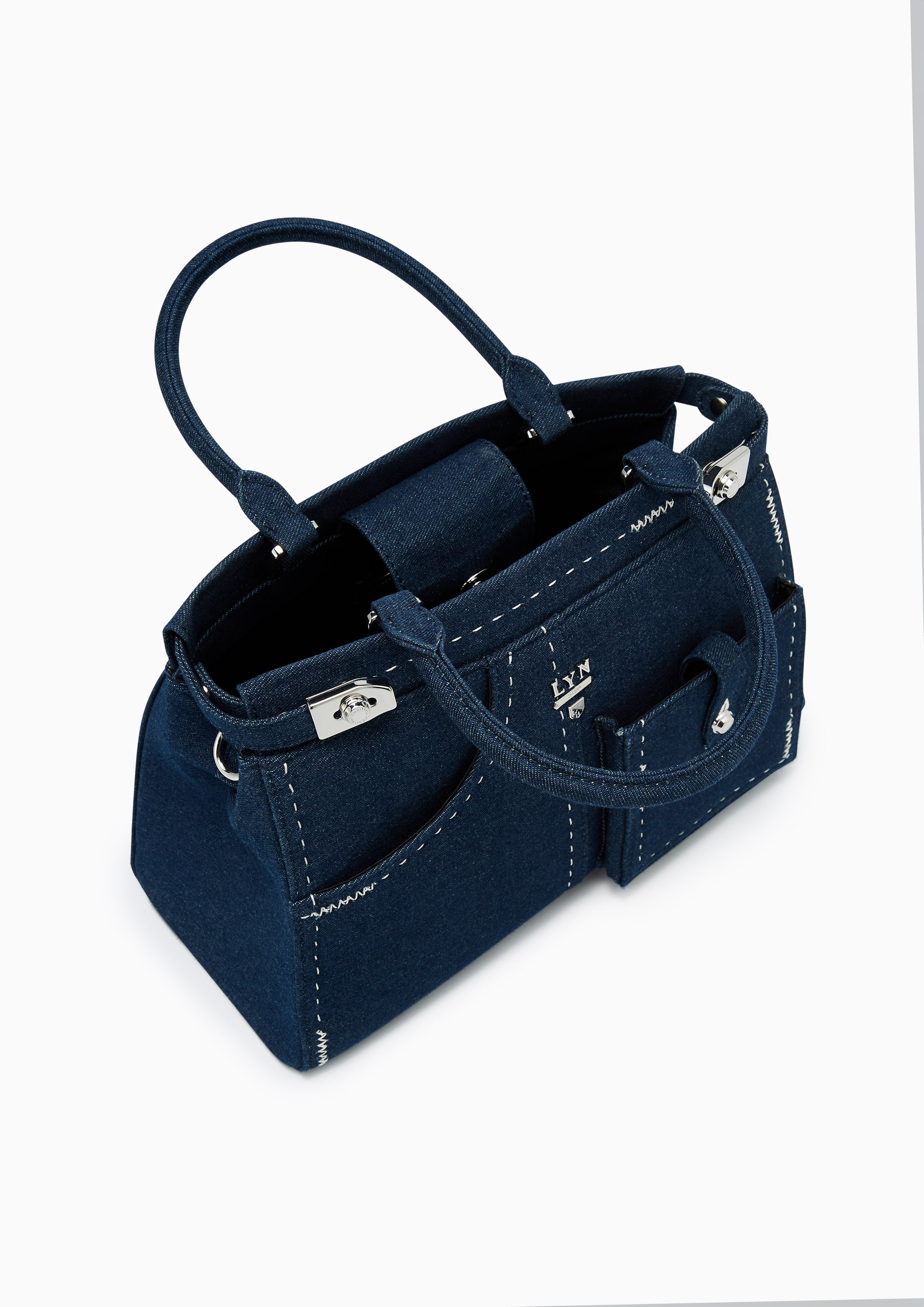 Re-Edit Stitched L Handbag - Blue Variation 2