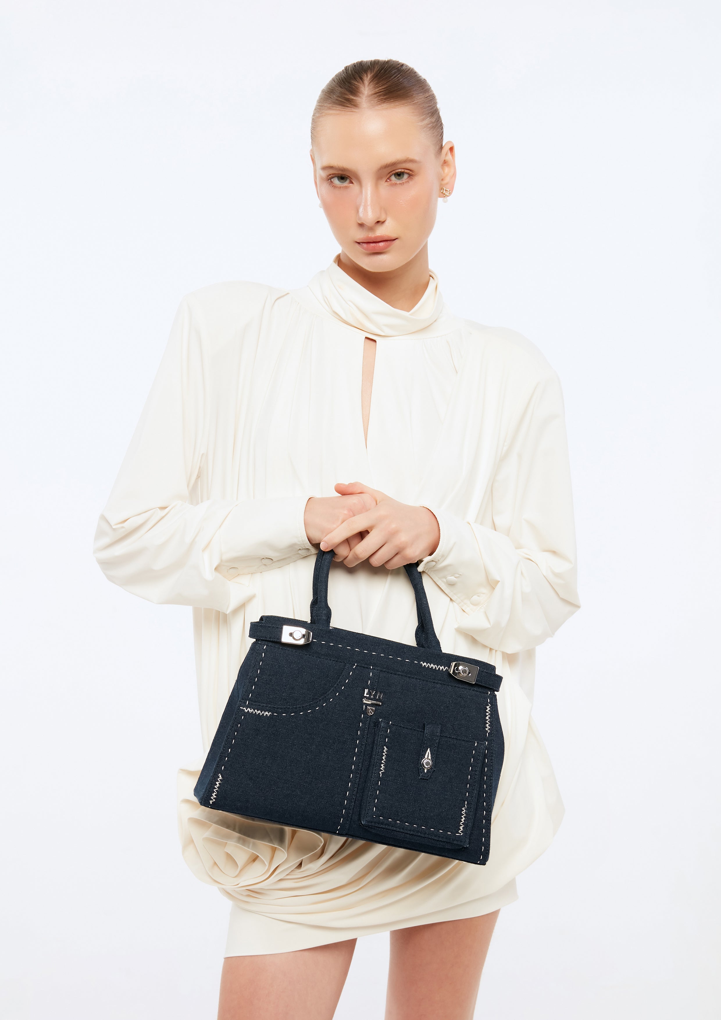 Re-Edit Stitched L Handbag - Blue Variation 2