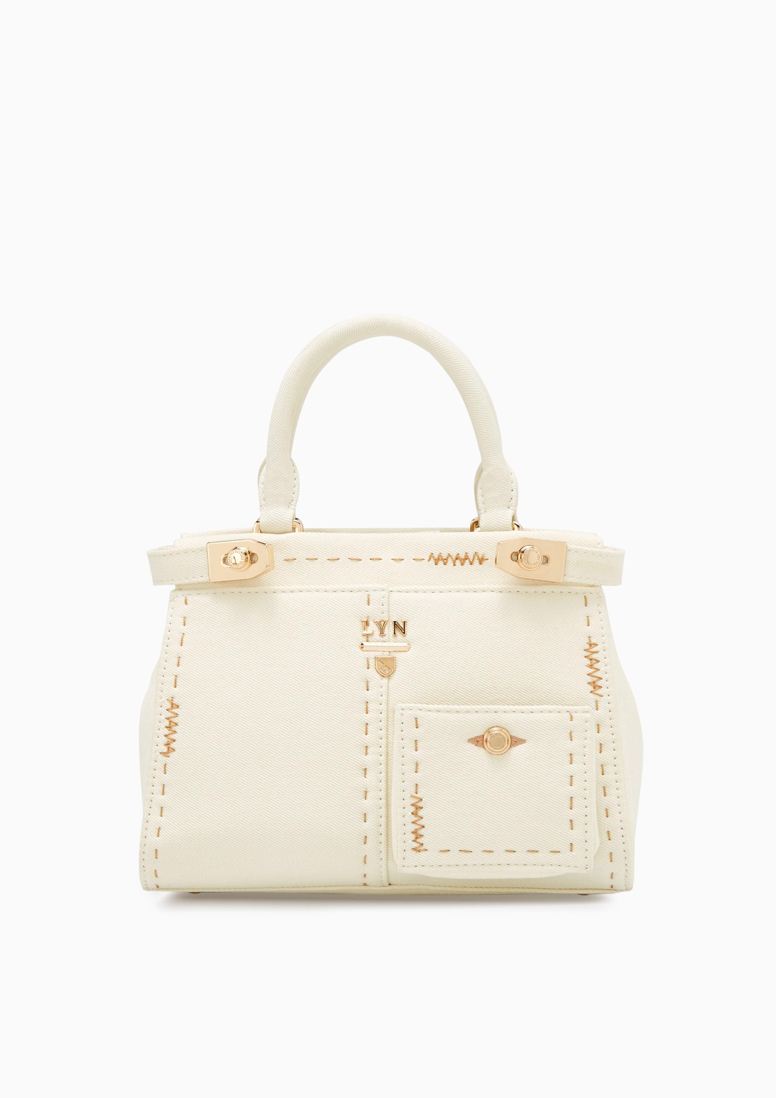 Re-Edit Stitched  S Handbag - Ivory