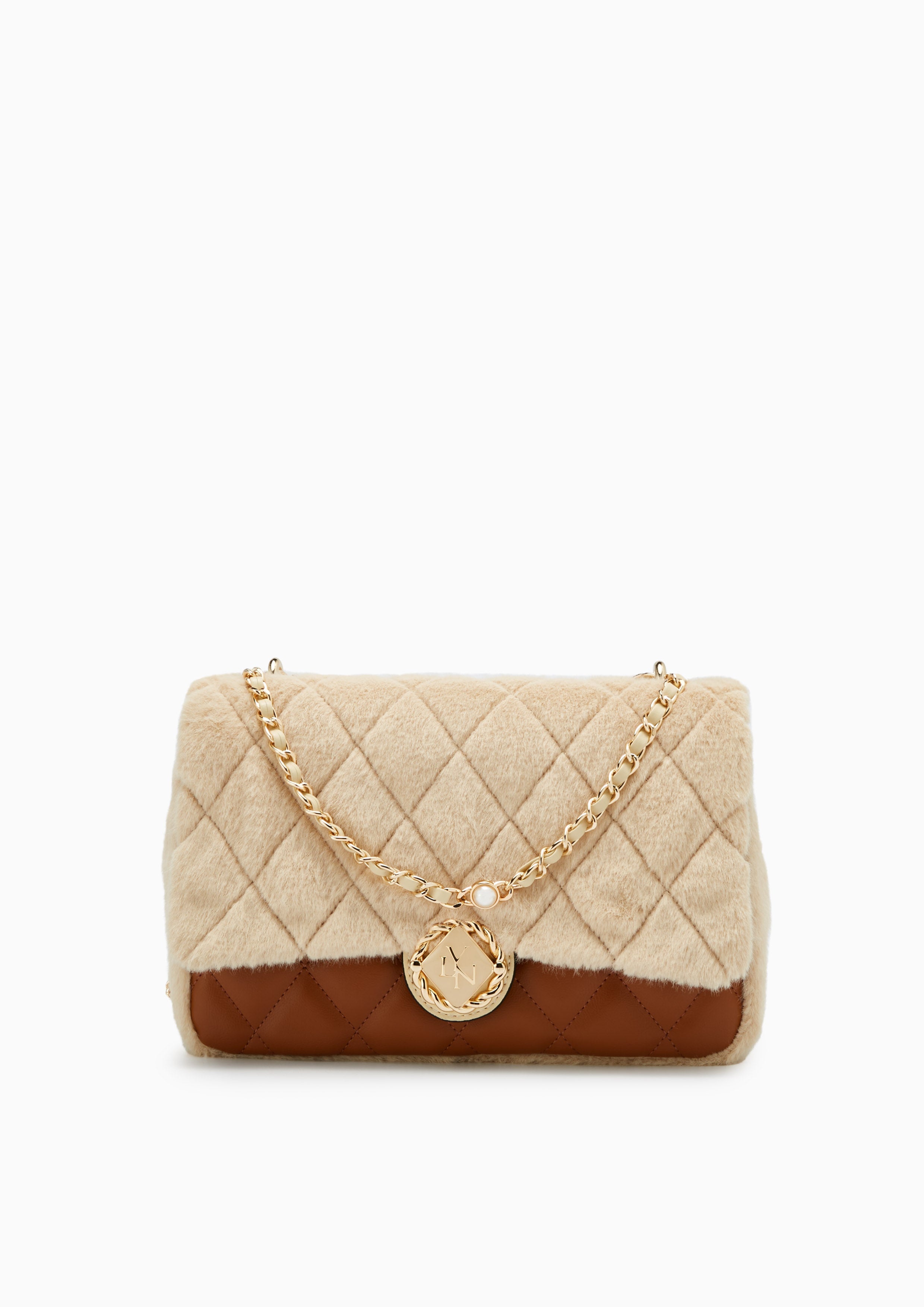 Nico Fur M Crossbody Bag - Beige