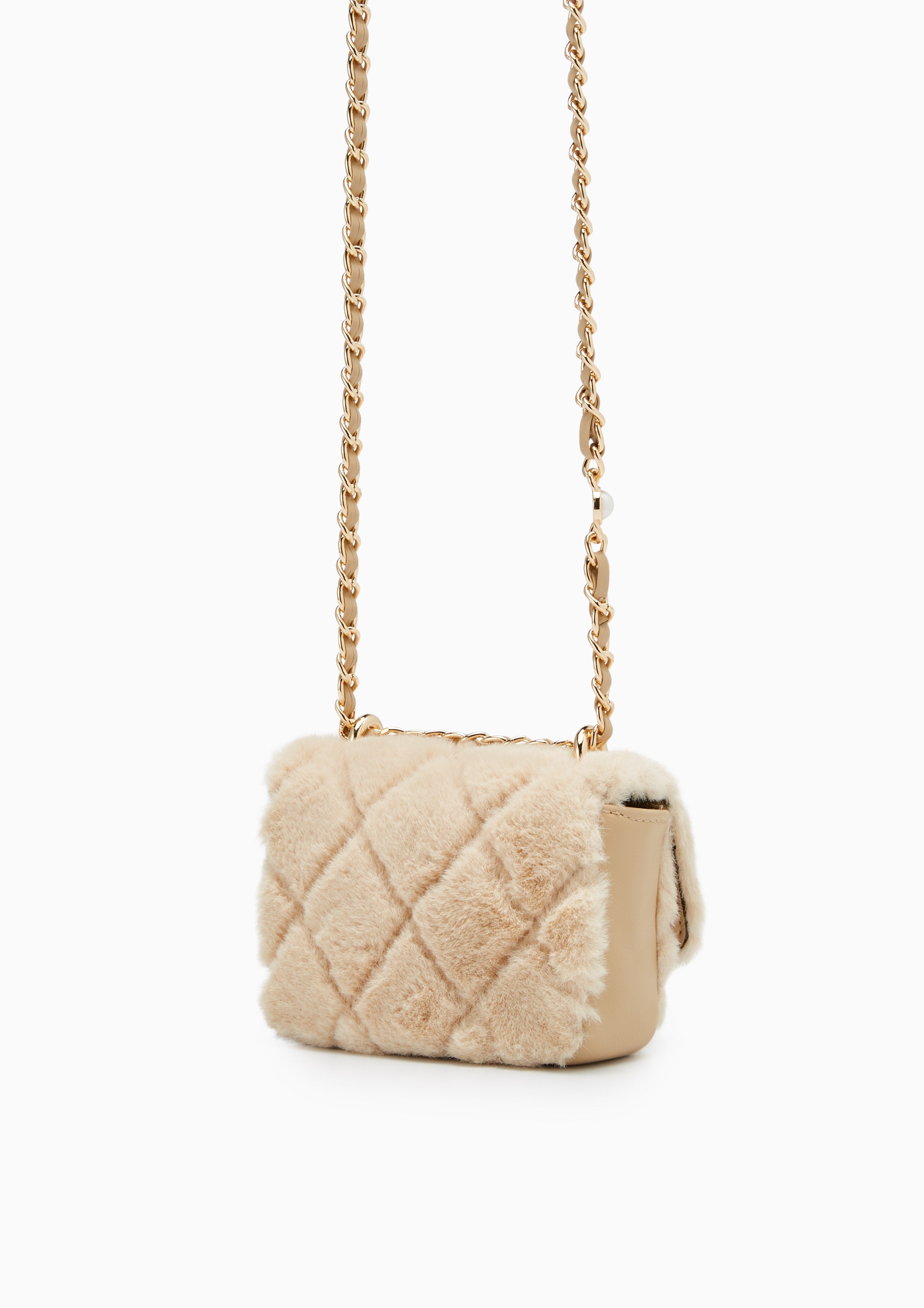 Nico Fur Micro Crossbody Bag - Beige