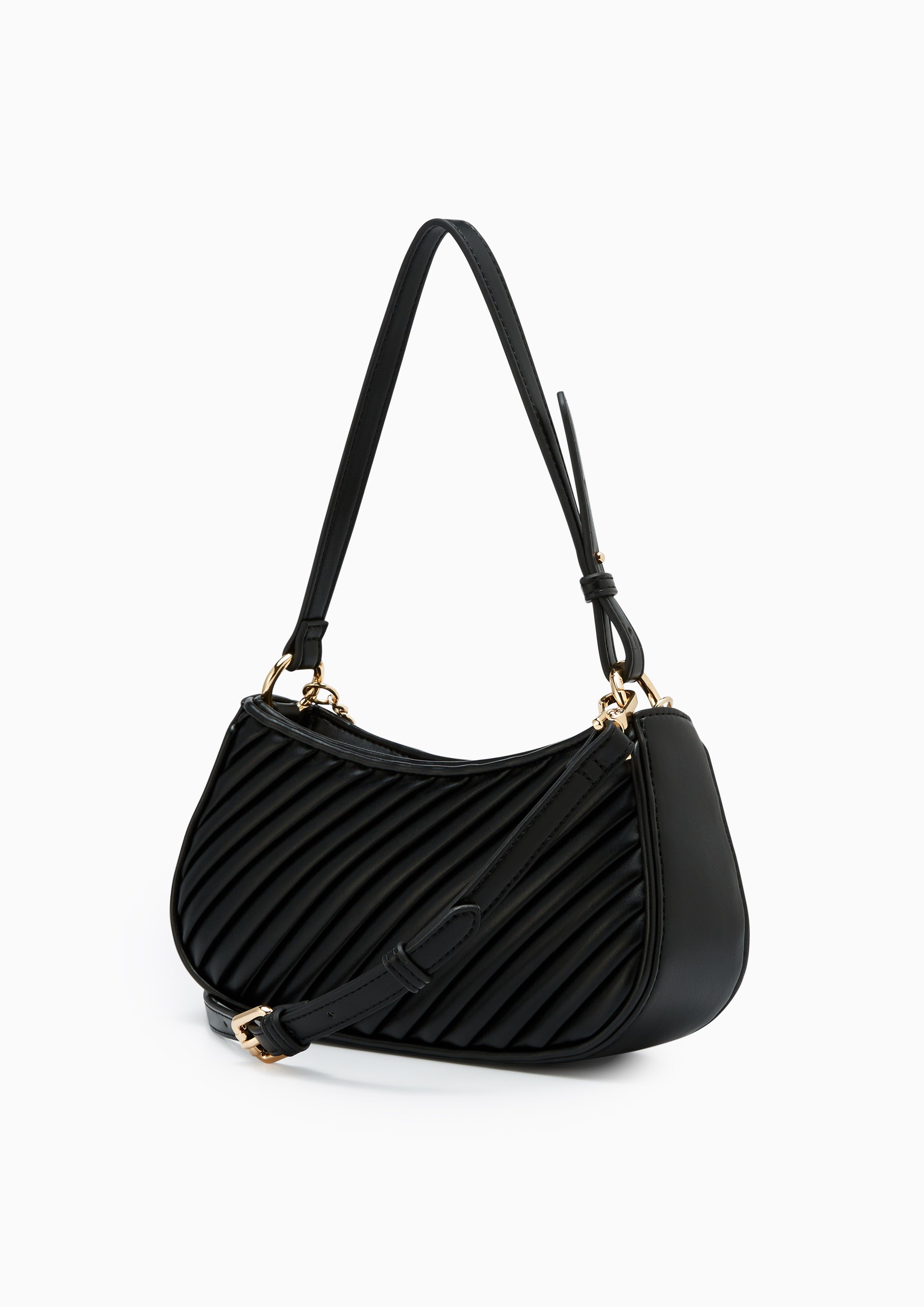 Pleat Brighton Shoulder Bag - Black