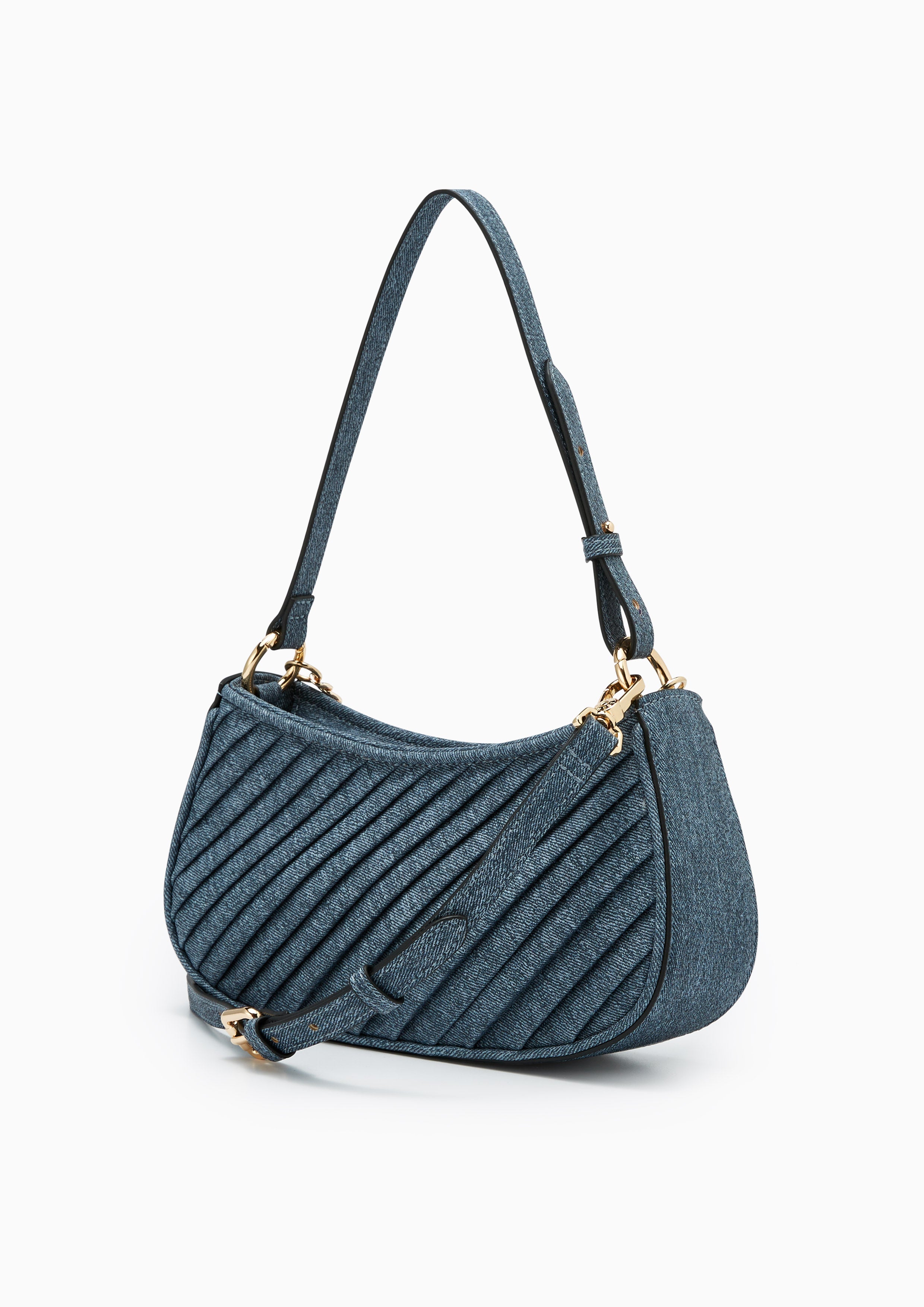Pleat Brighton Shoulder Bag - Blue Variation 2