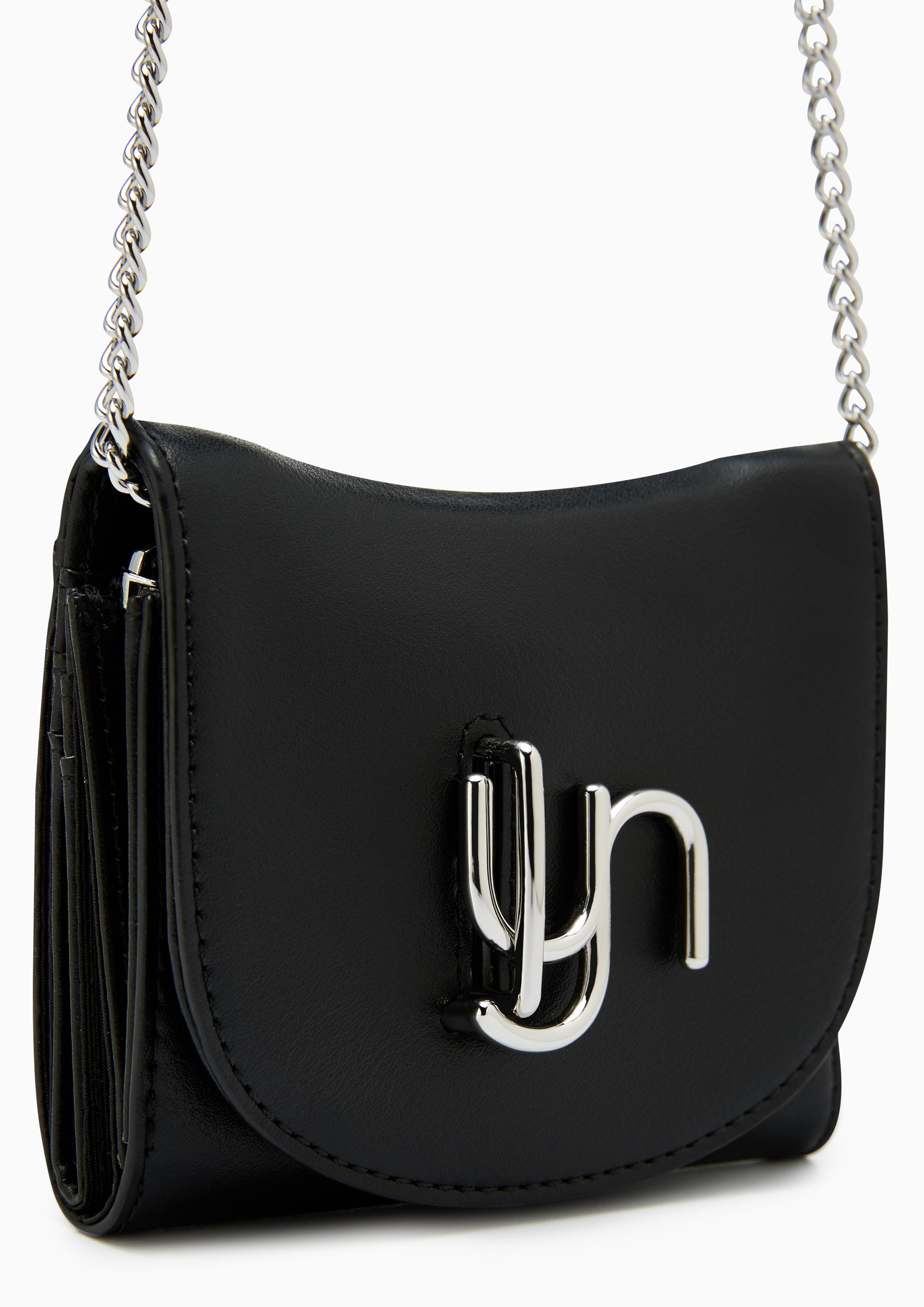 Horsy Short Wallet On Chain - Black