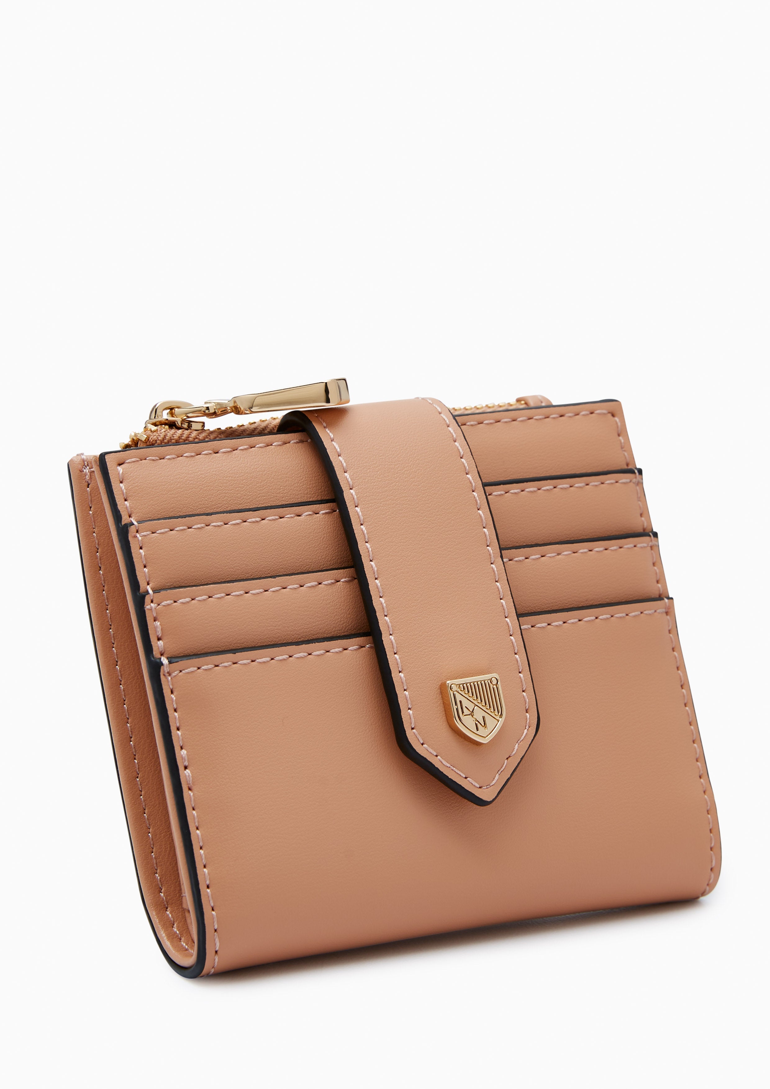 Re-Edit Slim Card Short Wallet - Light Beige