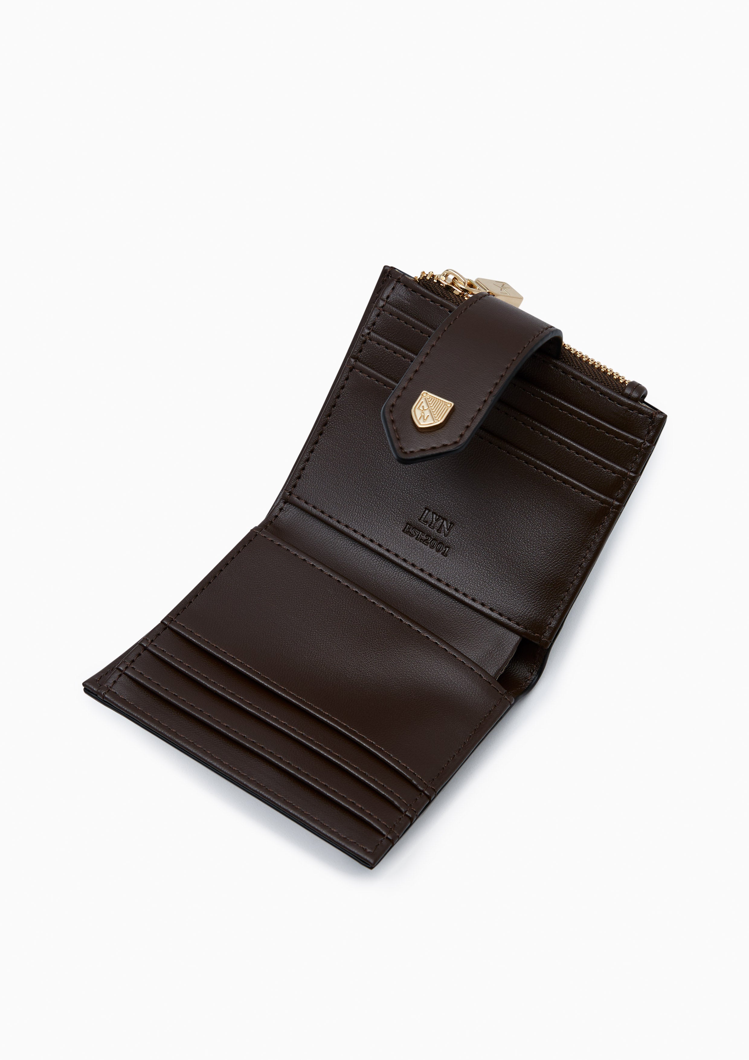 Re-Edit Slim Card Short Wallet - Dark Brown