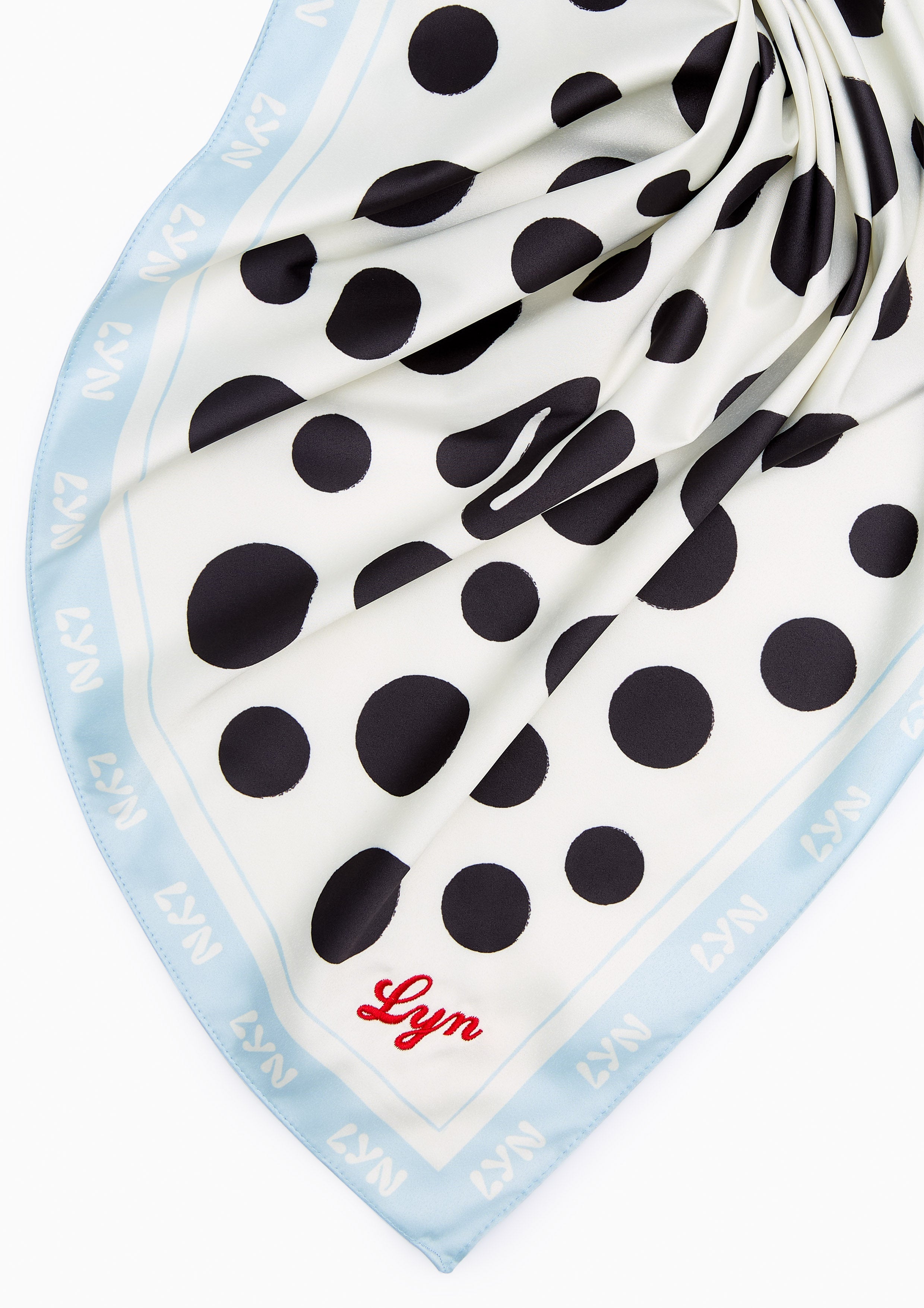 Polka Scarves And Twilly - Light Blue