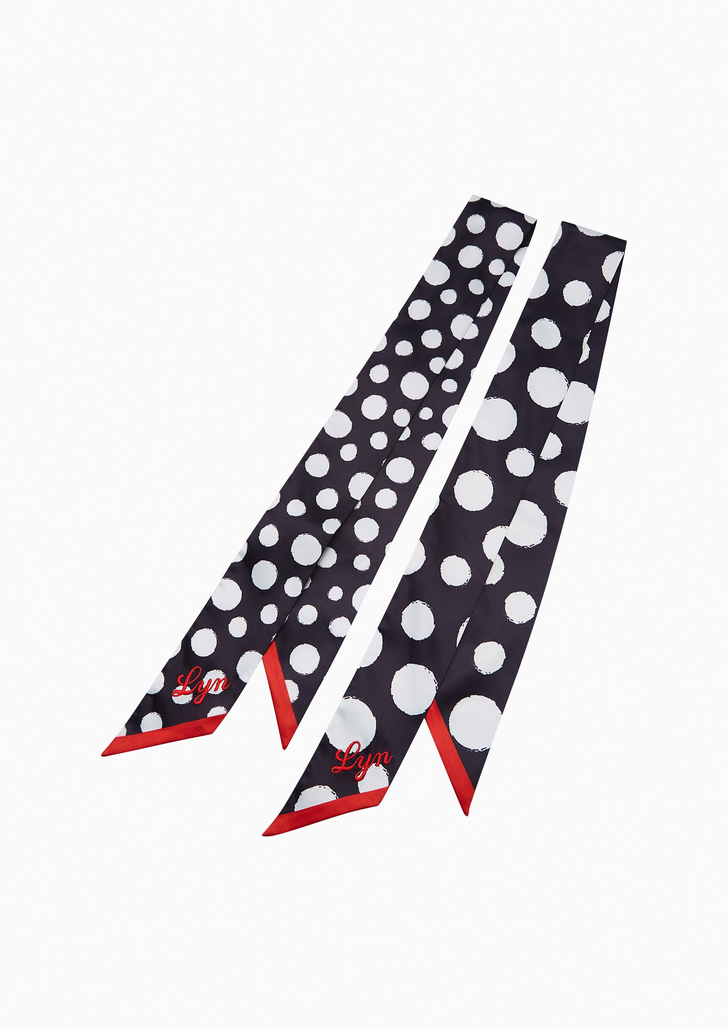 Polka Scarves And Twilly - Black