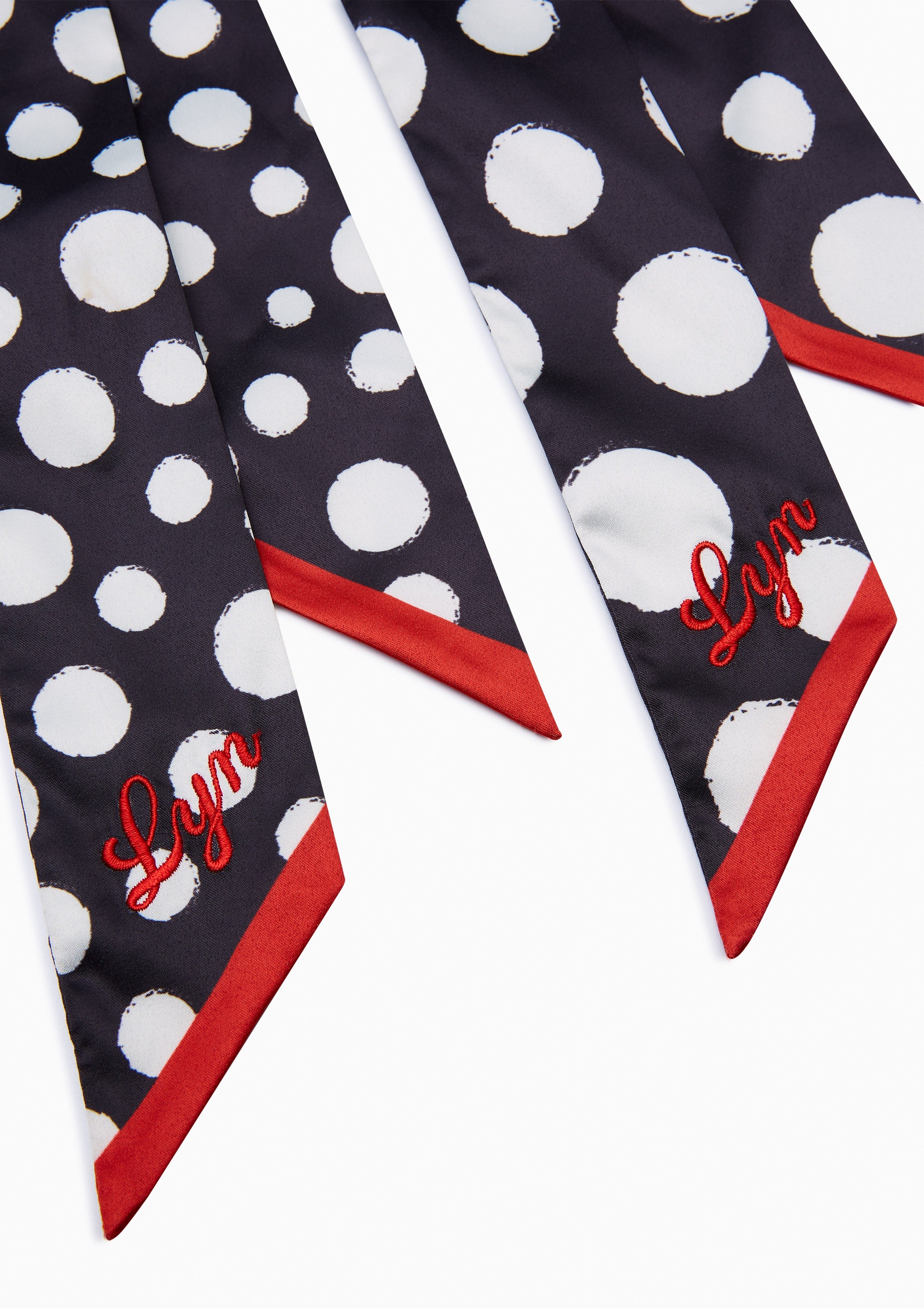 Polka Scarves And Twilly - Black