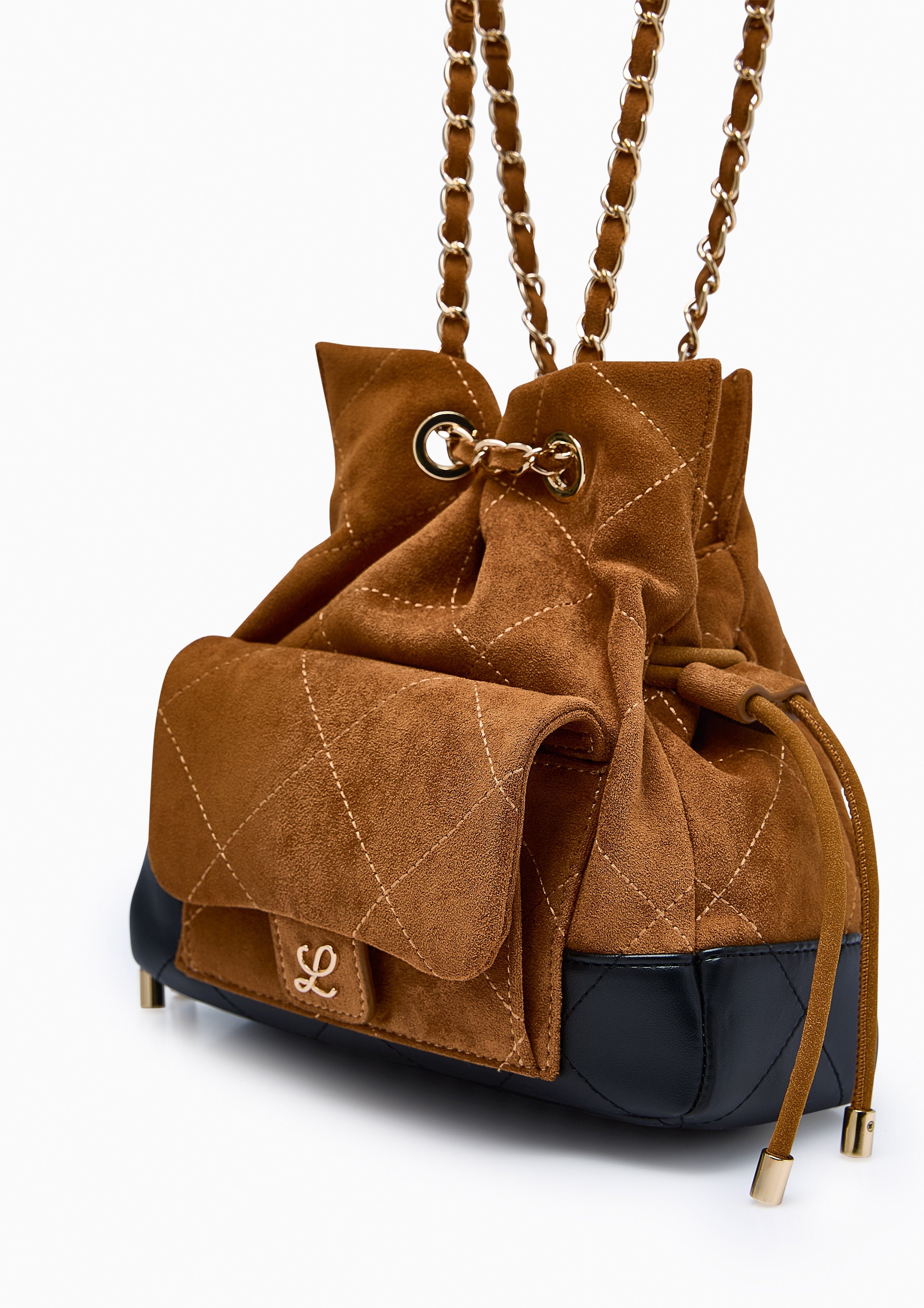 Destiny I Drawstring Bucket Bag - Brown