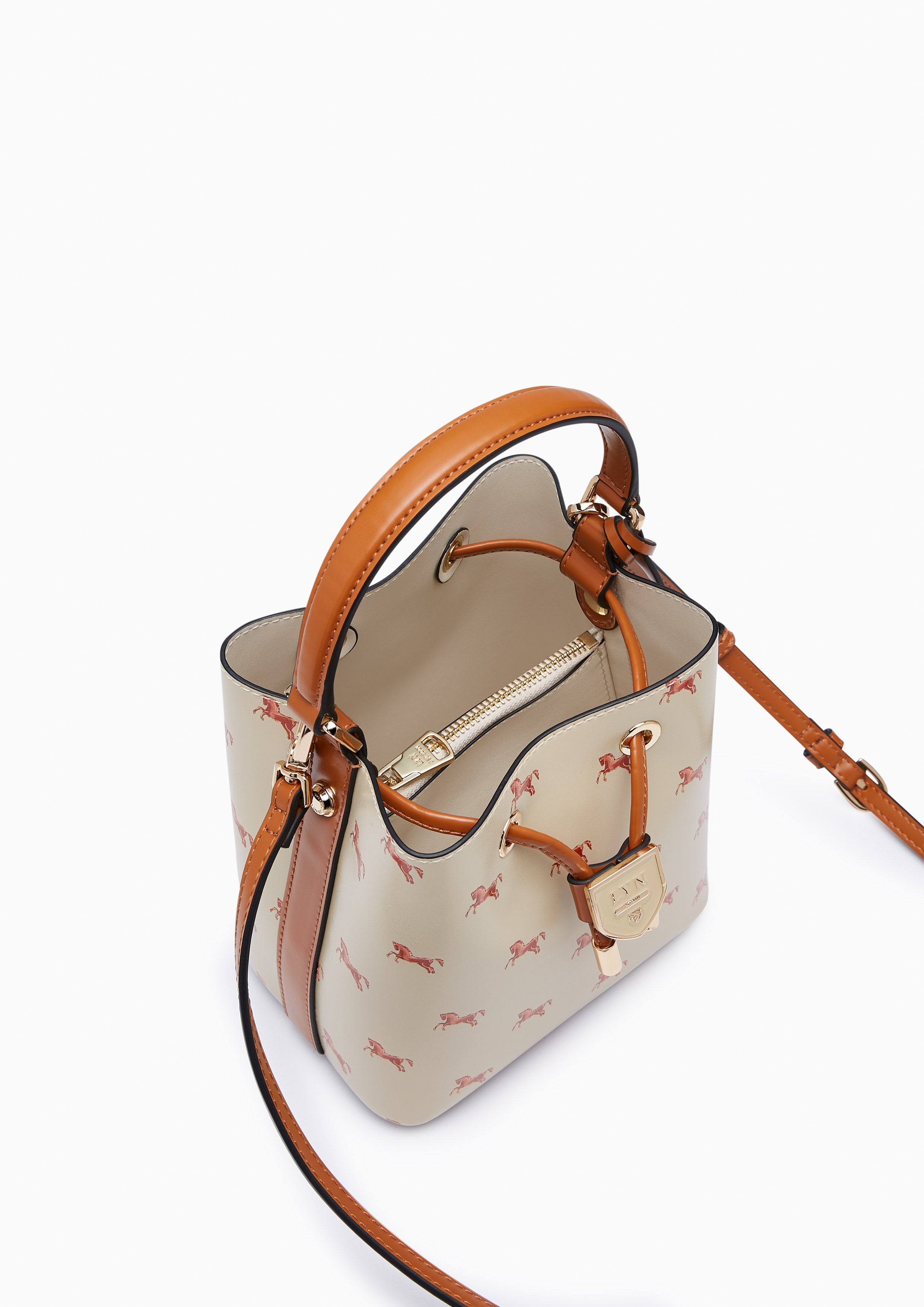 Re-Edit Carina Mustang Bucket Bag - Printed Beige
