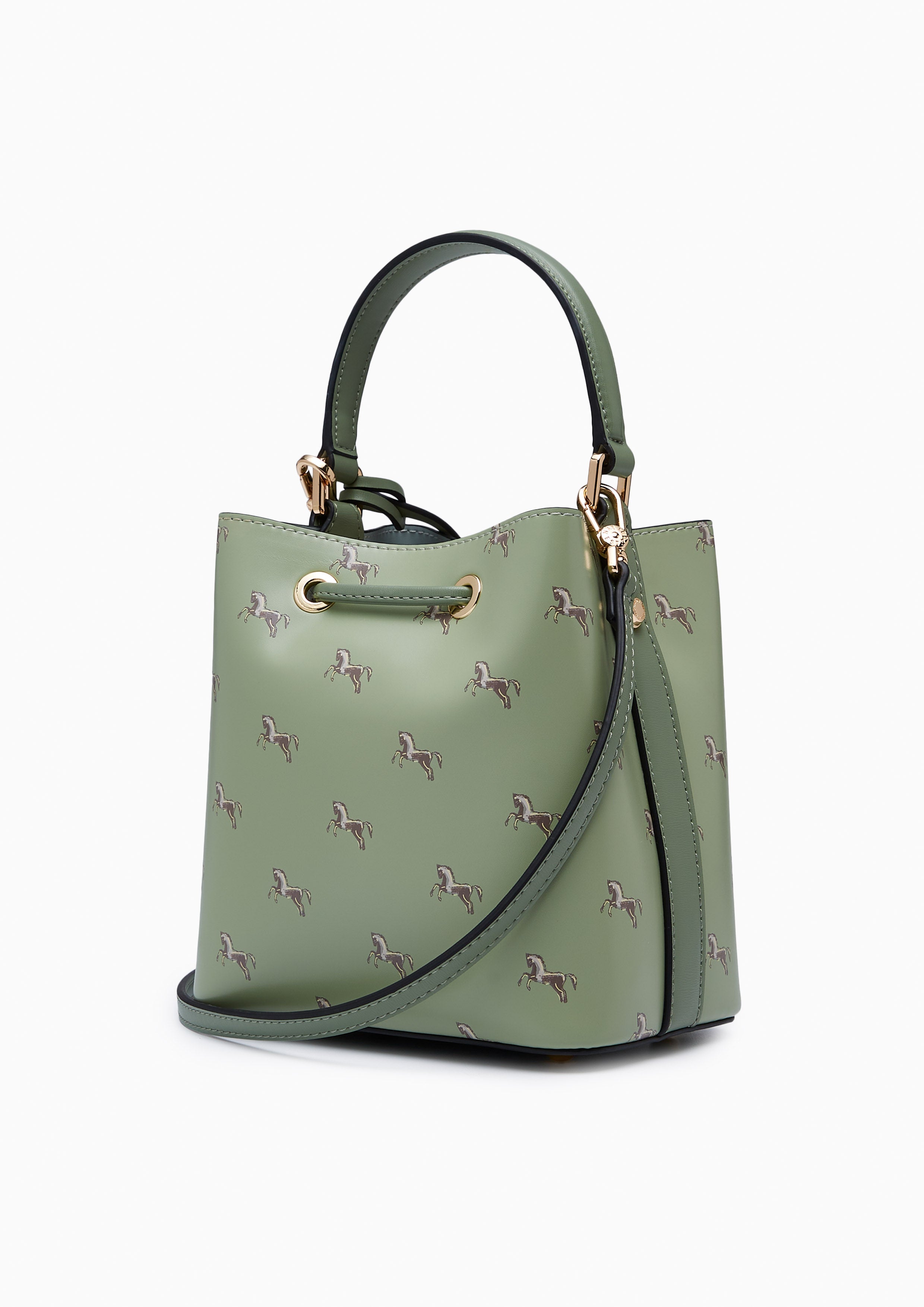 Re-Edit Carina Mustang Bucket Bag - Printed Green