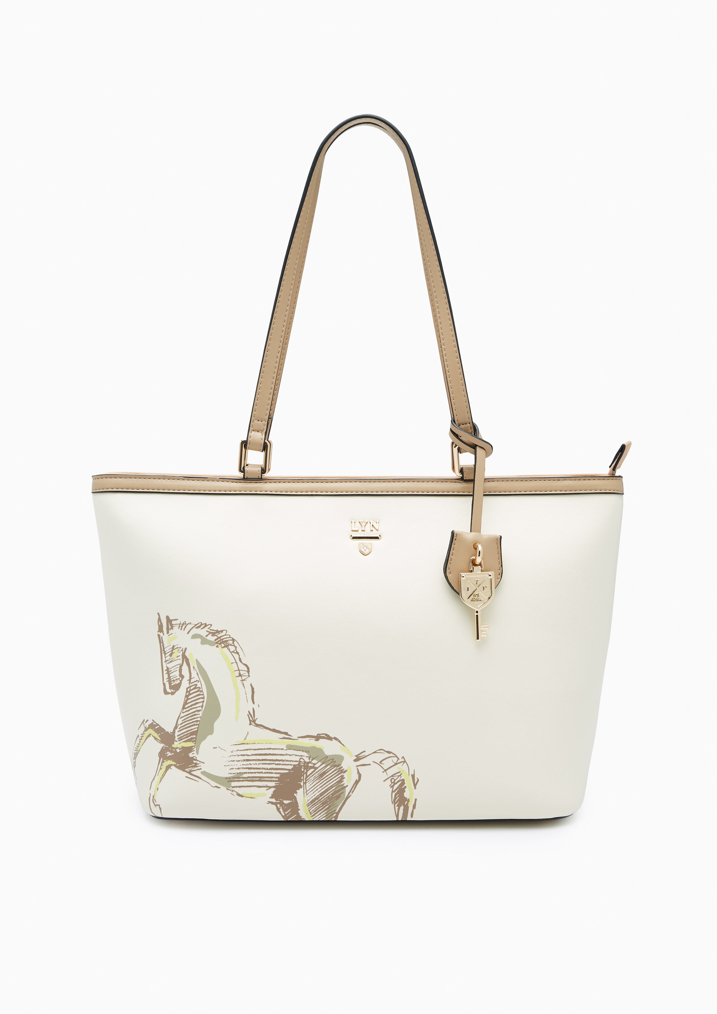 Re-Edit Mustang  L Tote Bag - Printed Ivory