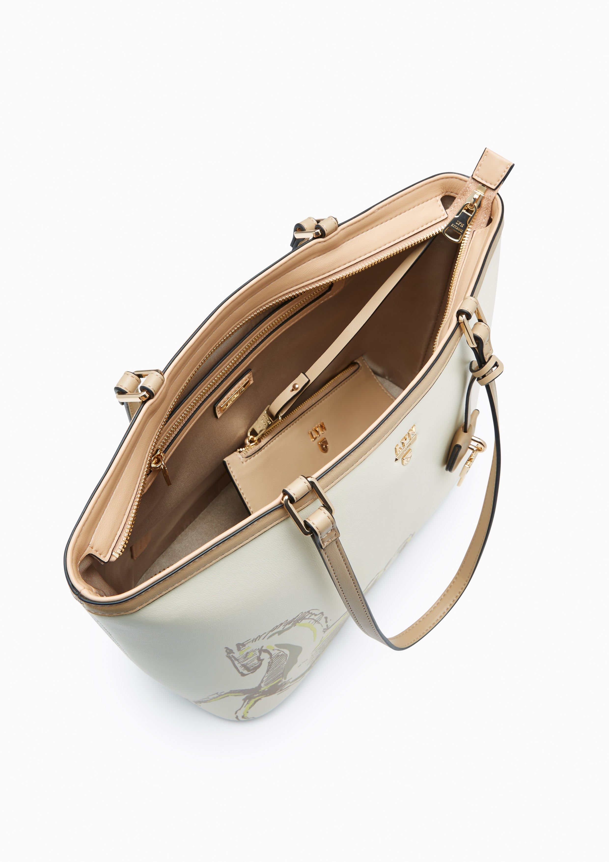 Re-Edit Mustang  L Tote Bag - Printed Ivory