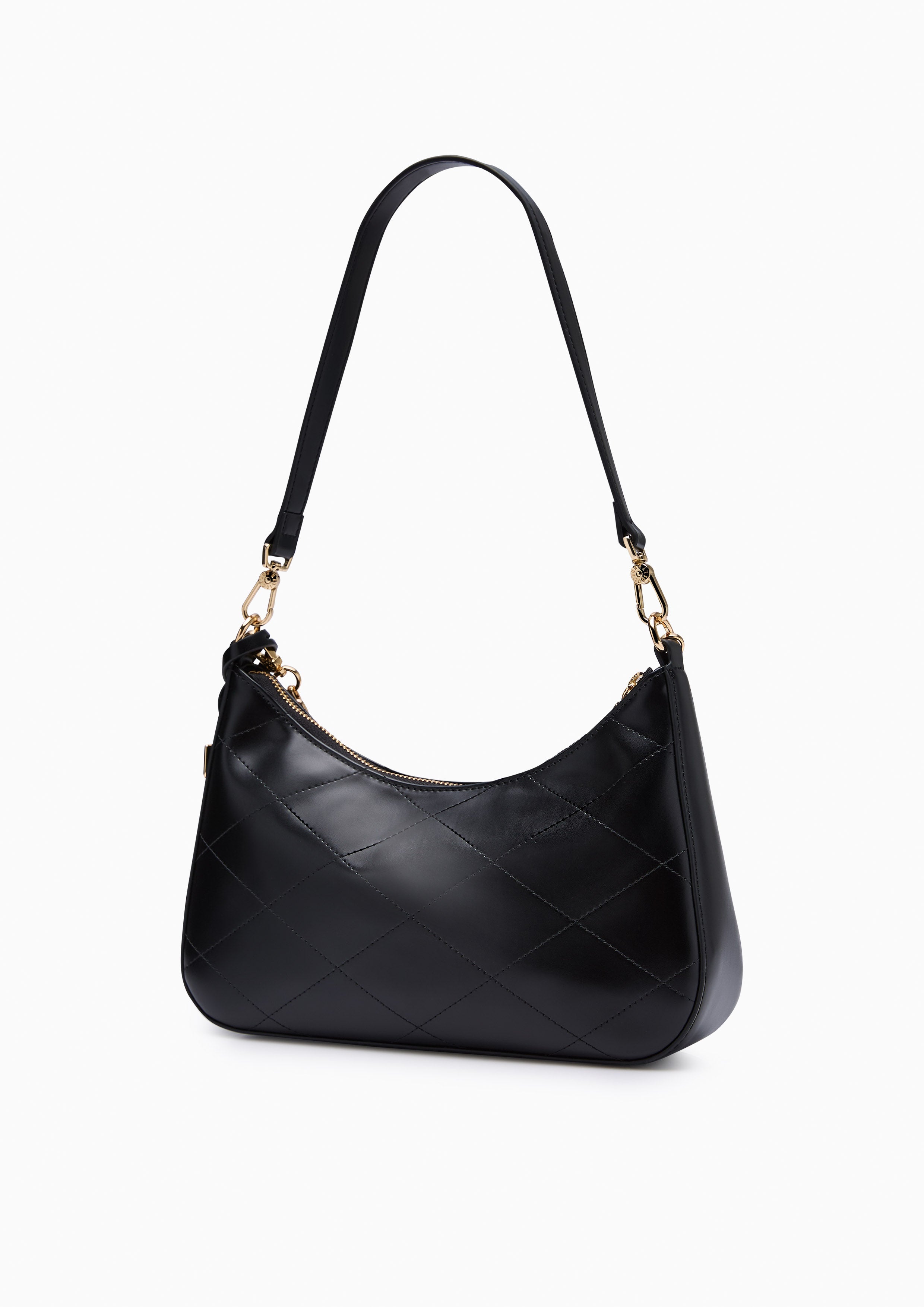 Re-Edit Rosee Quilt M Shoulder Bag - Black