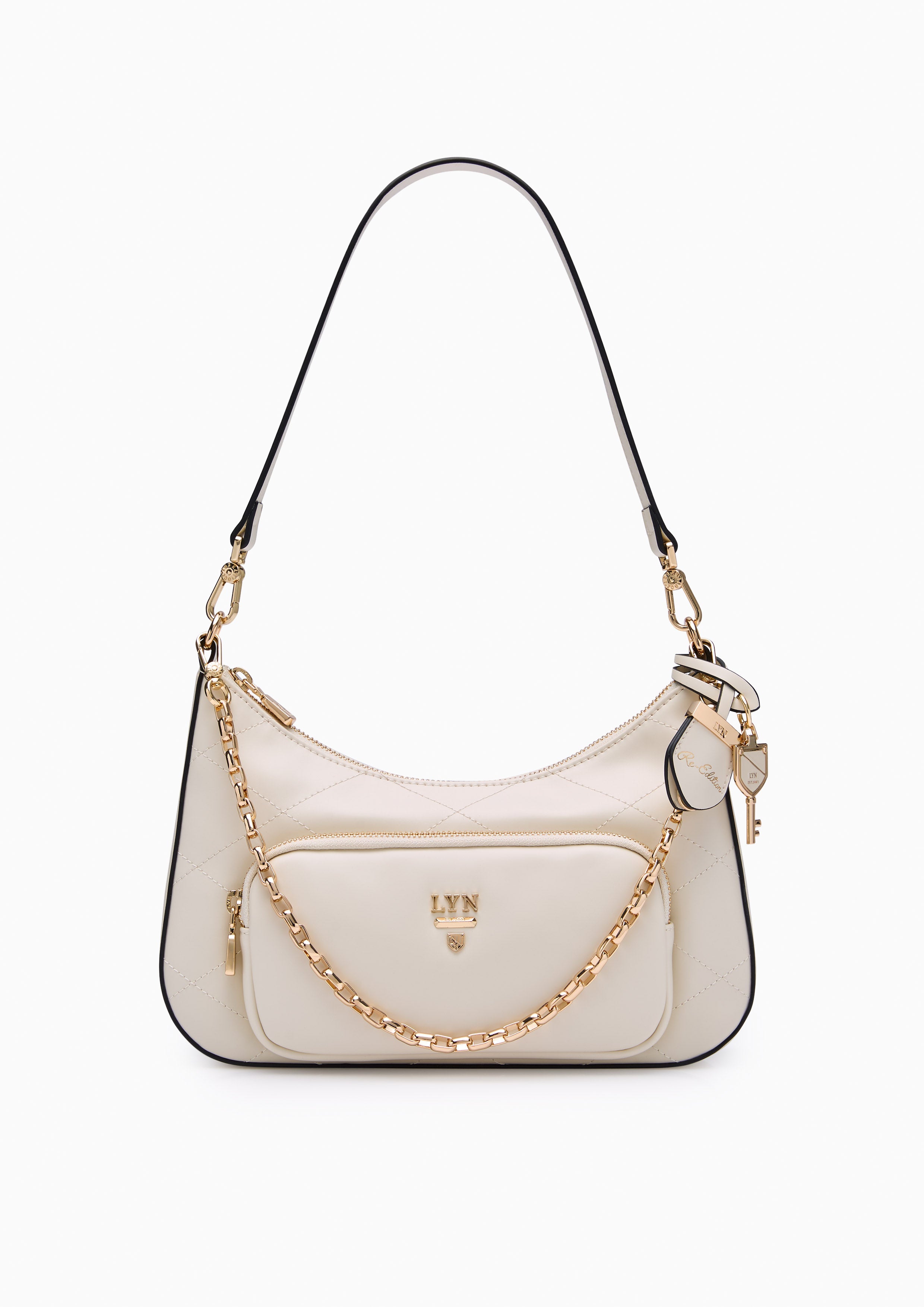 Re-Edit Rosee Quilt M Shoulder Bag - Ivory