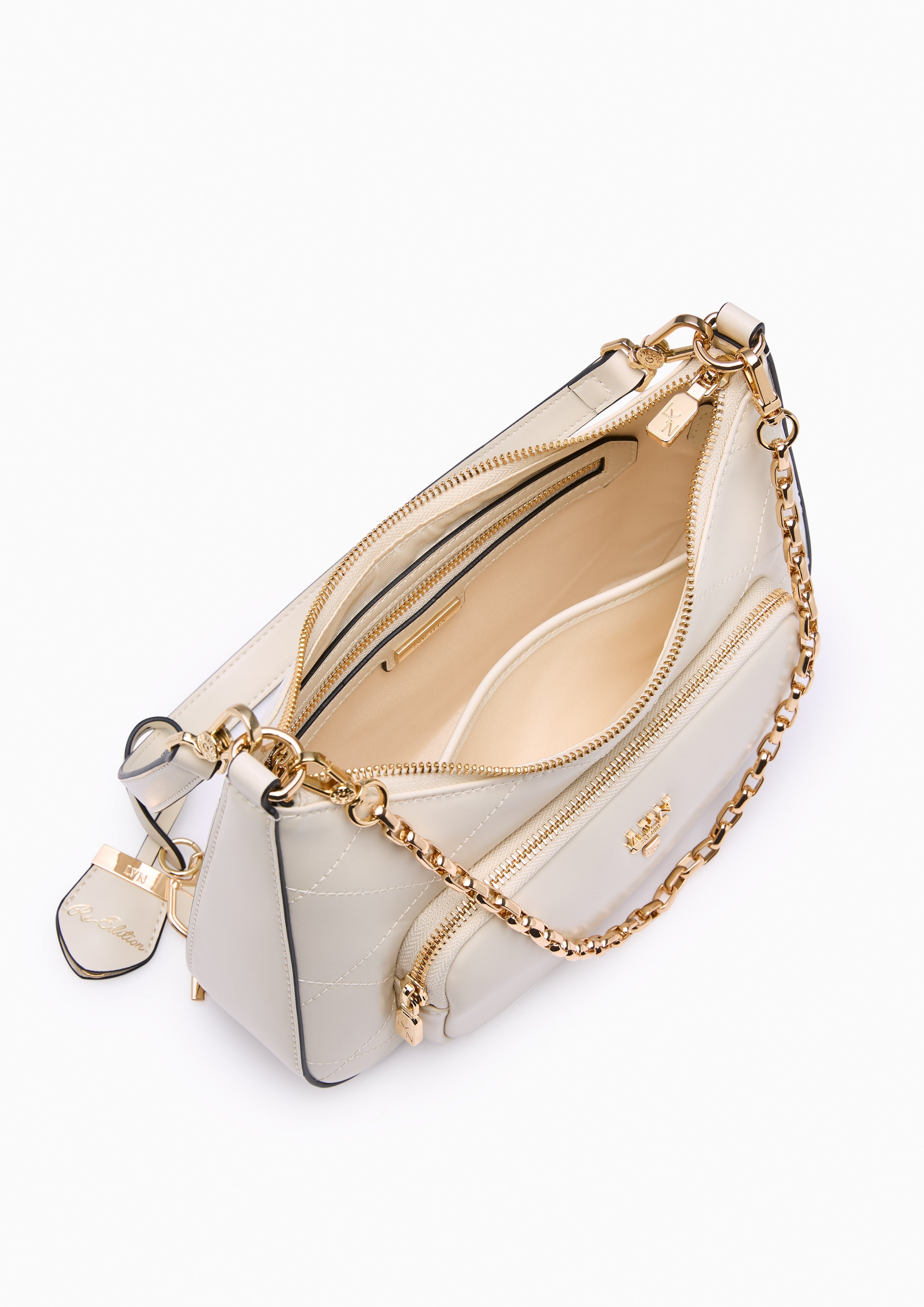 Re-Edit Rosee Quilt M Shoulder Bag - Ivory