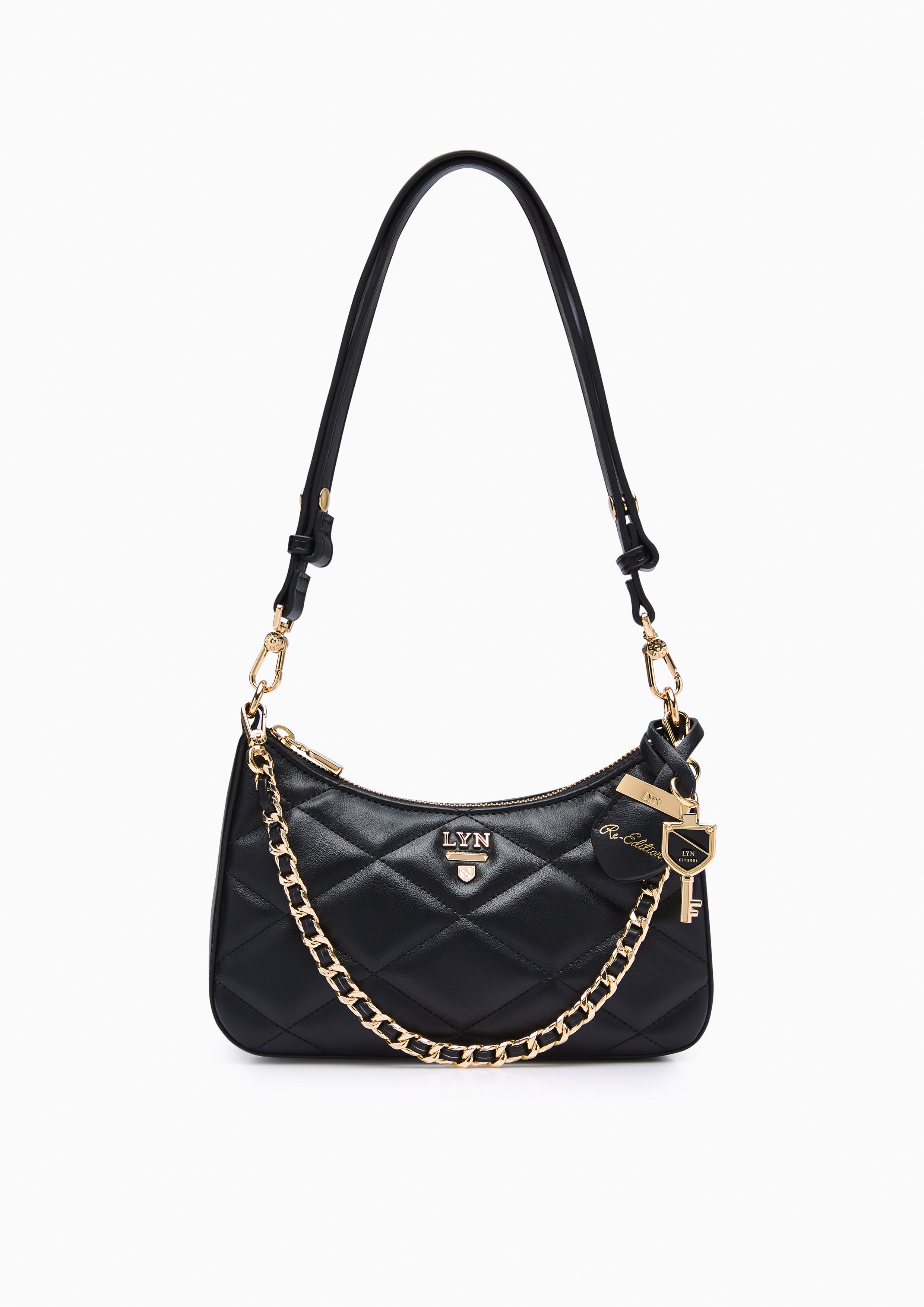 Re-Edit Rosee Quilt S Shoulder Bag - Black