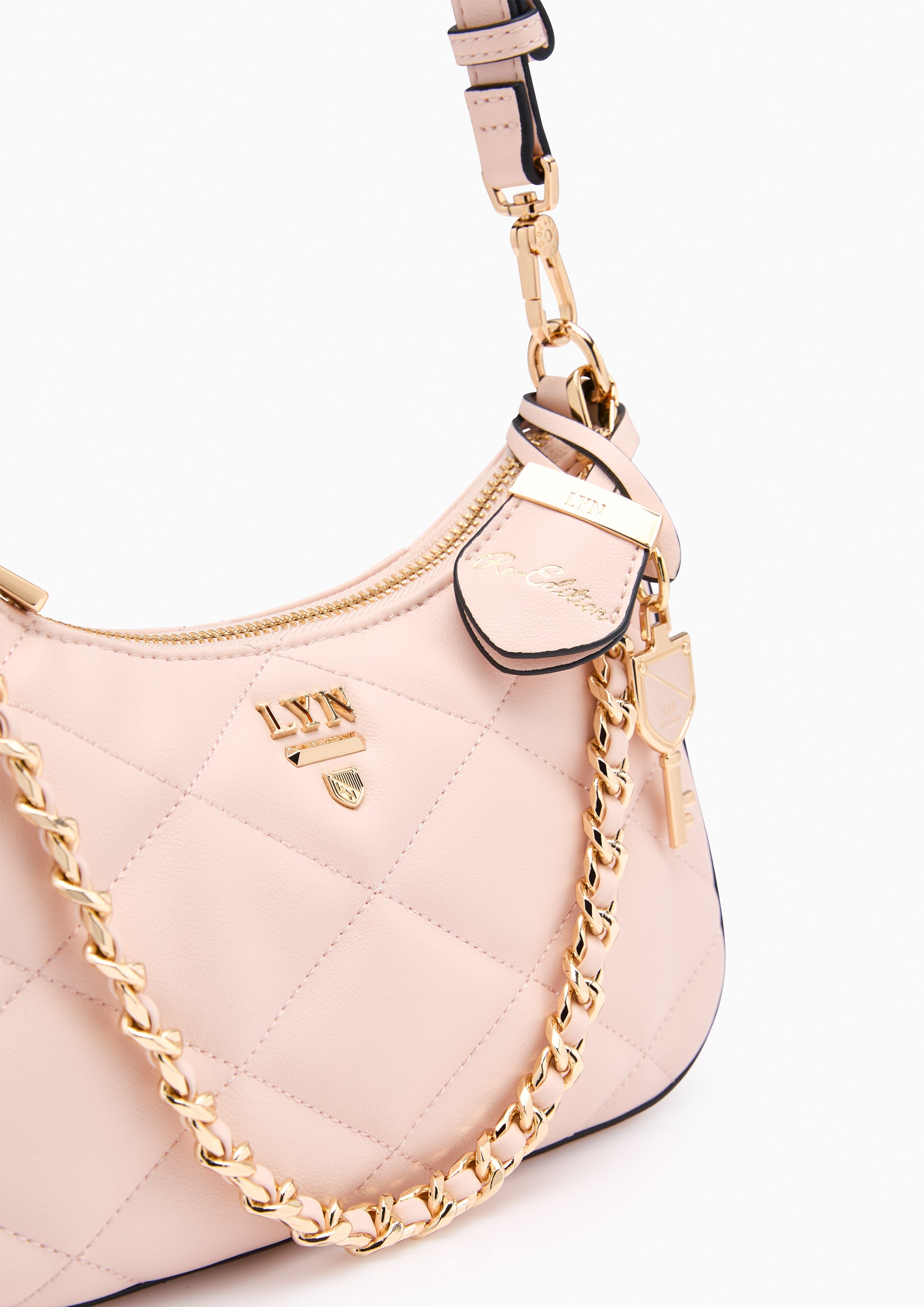 Re-Edit Rosee Quilt S Shoulder Bag - Light Pink