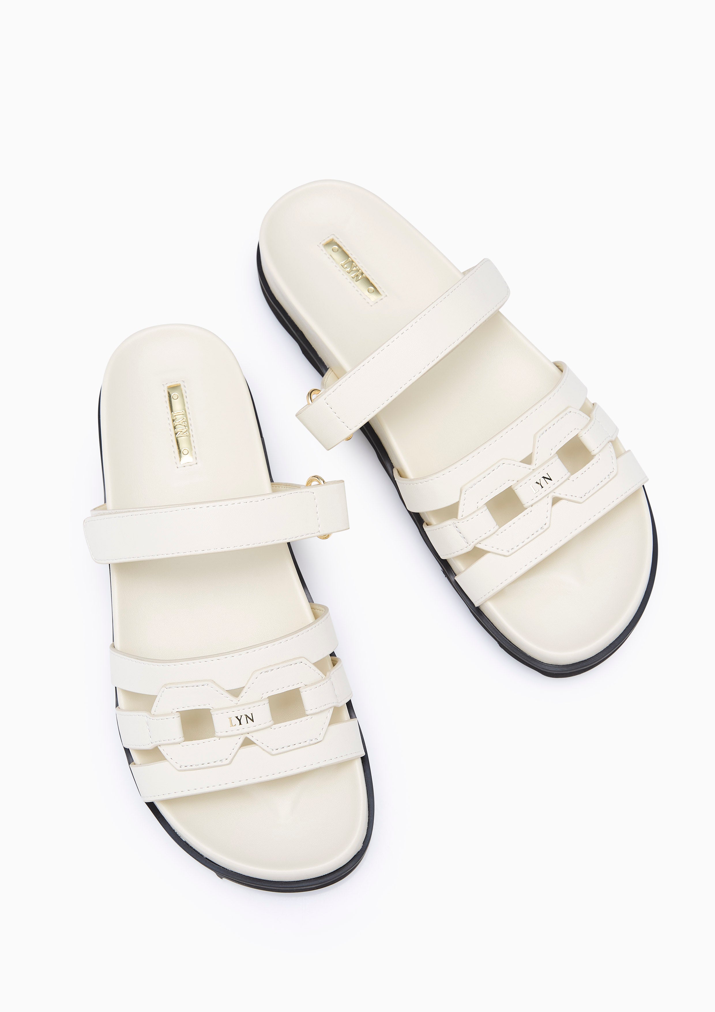 Chain Slide Flats And Sandals - Ivory