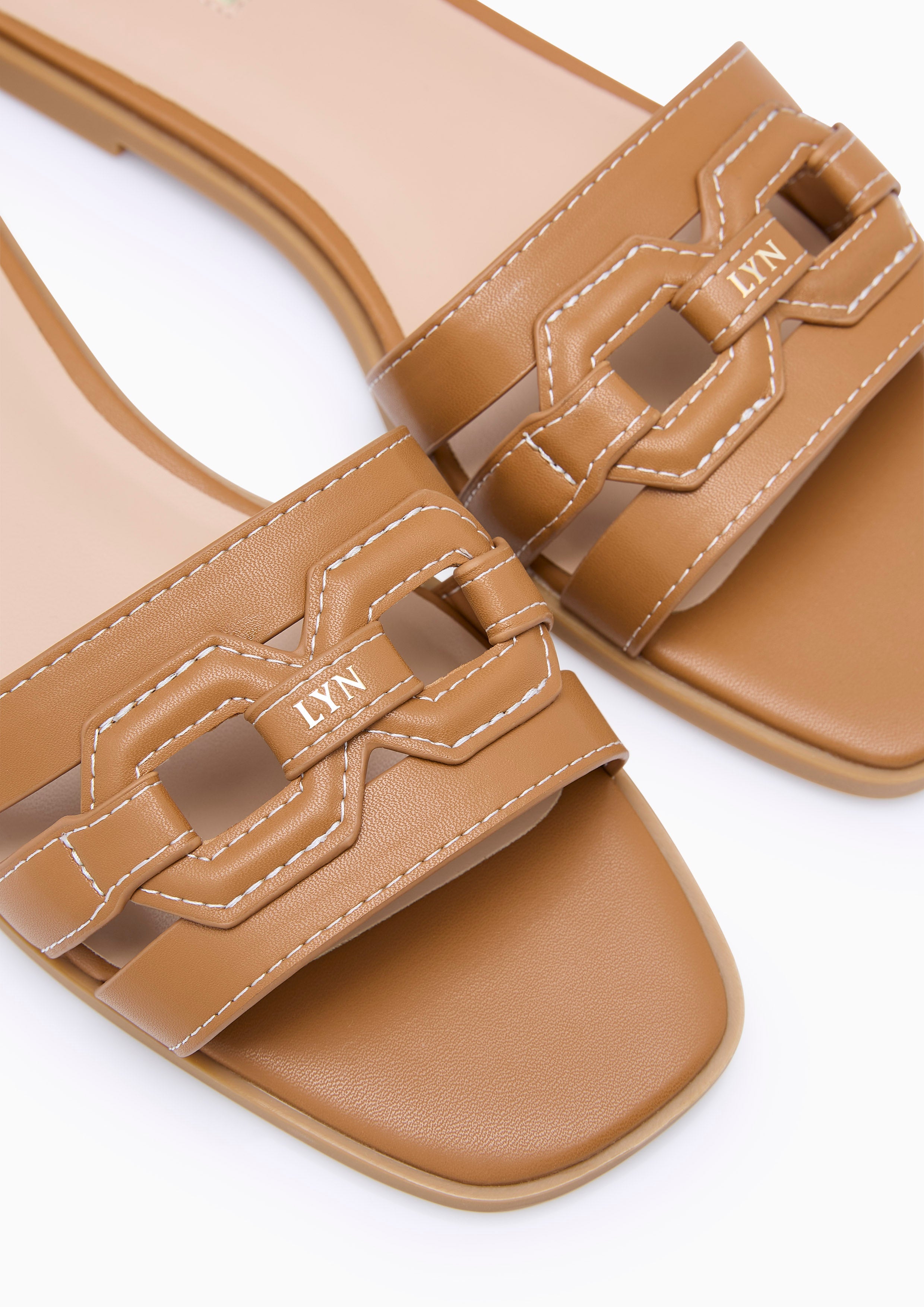 Chain Flats And Sandals - Brown