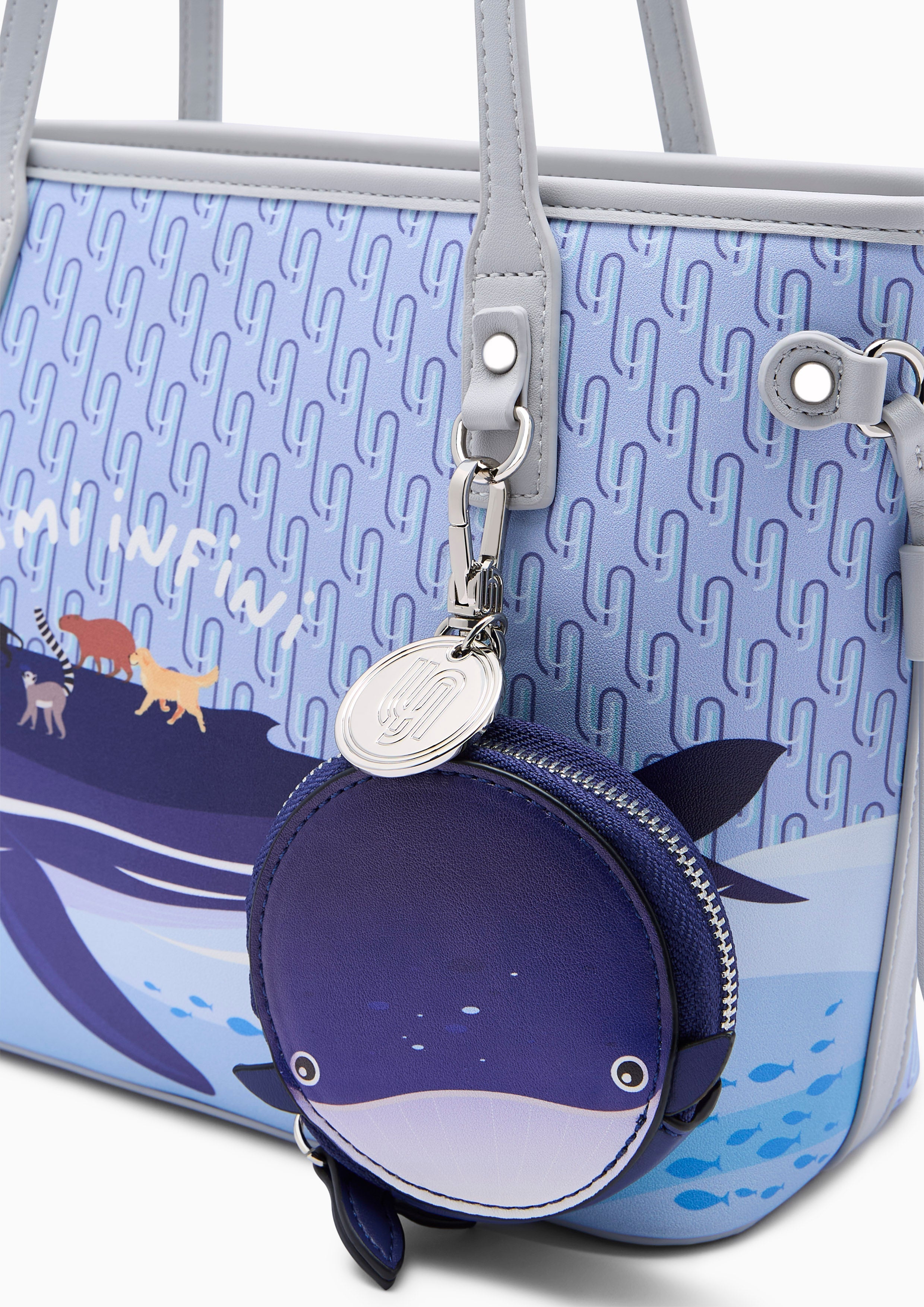 Amitie Infinite  L Tote Bag - Printed Blue
