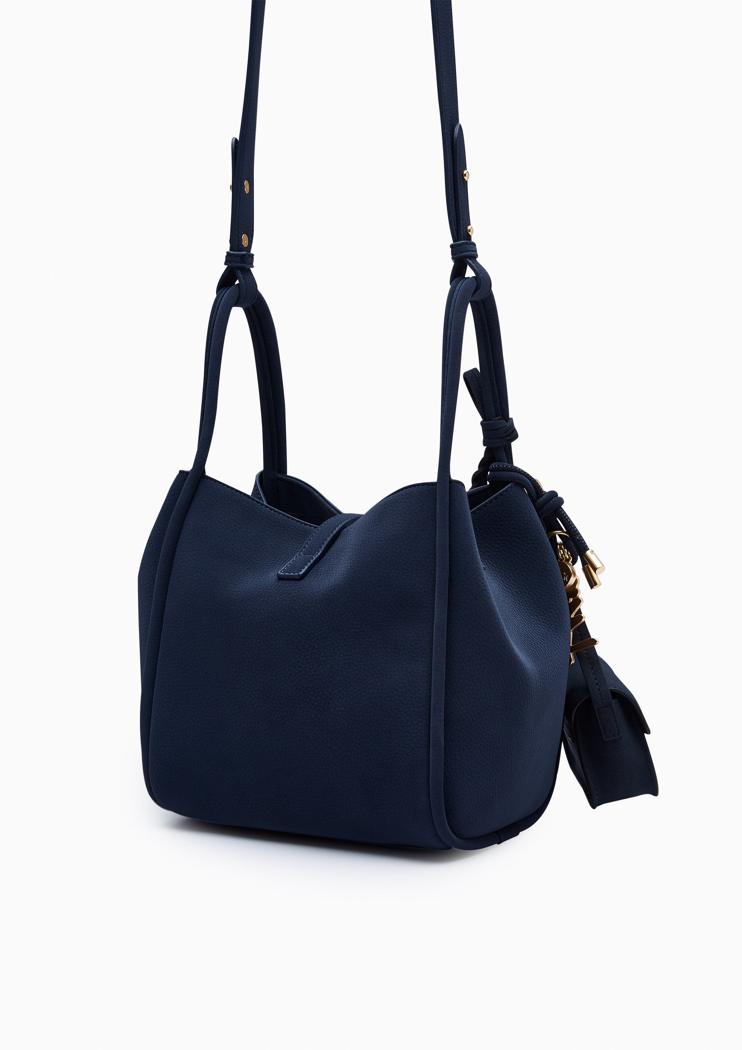 Evilly Handle  M Handbag - Navy