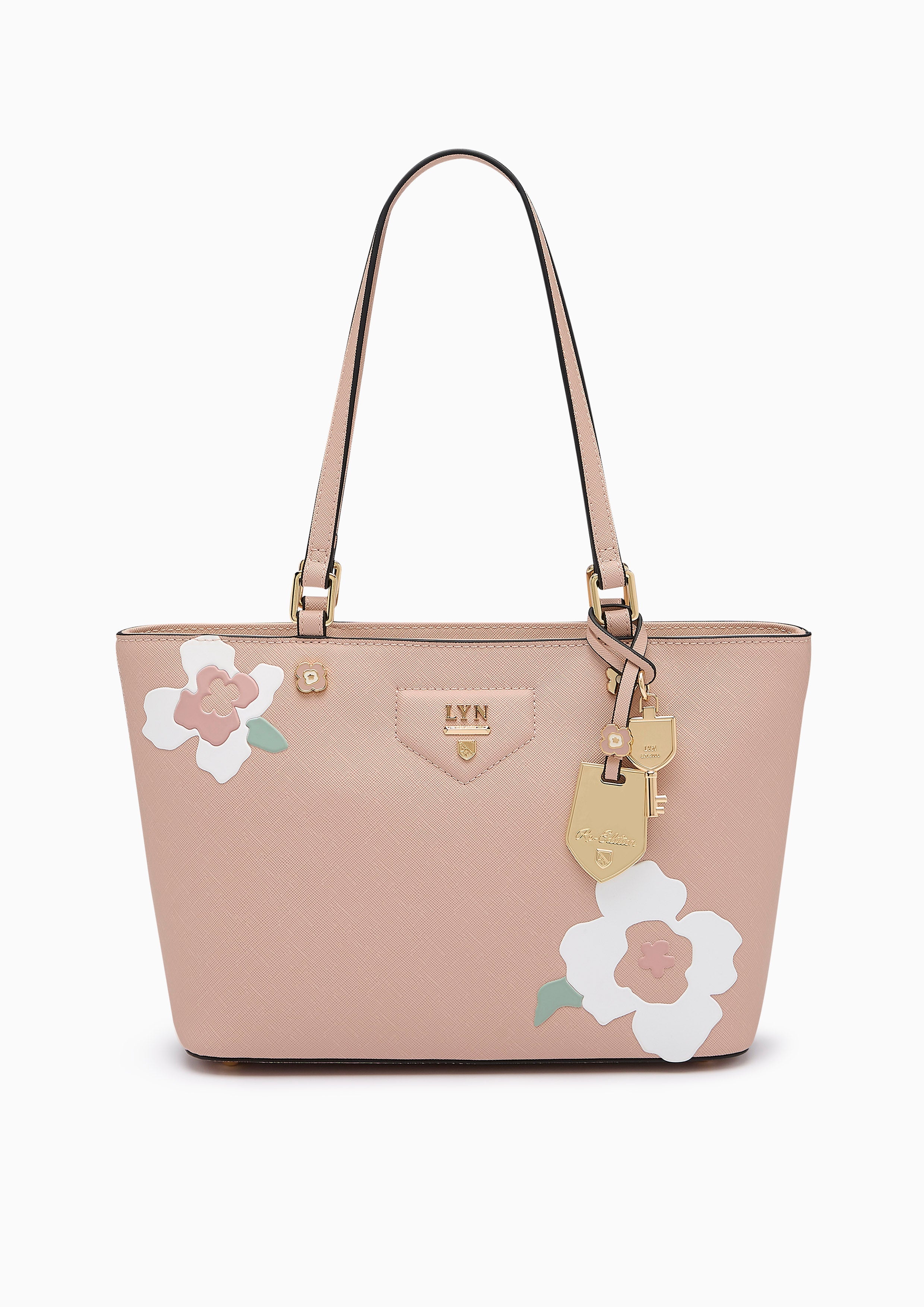 Poppy Print Carina  M Tote Bag - Printed Nude