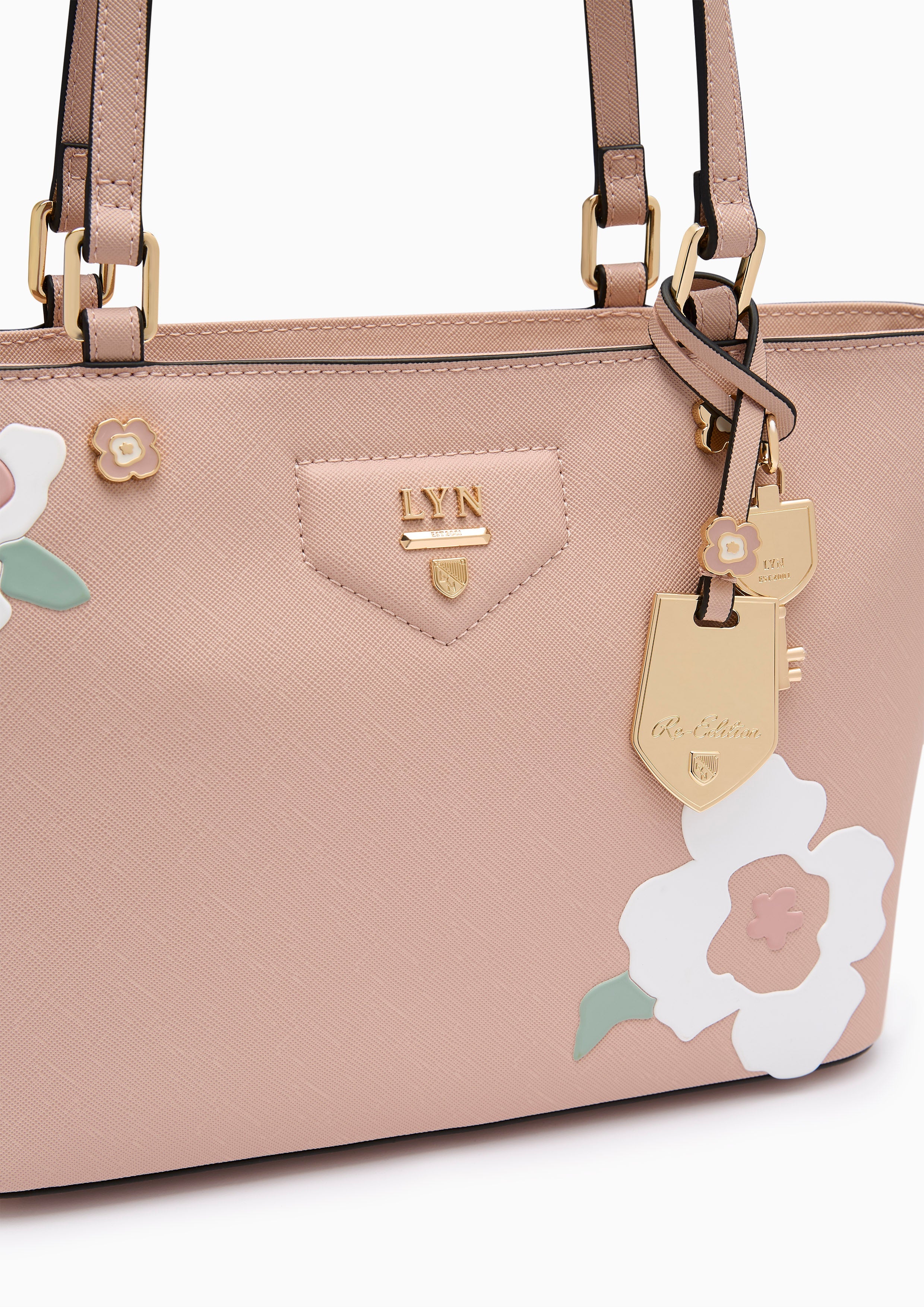Poppy Print Carina  M Tote Bag - Printed Nude