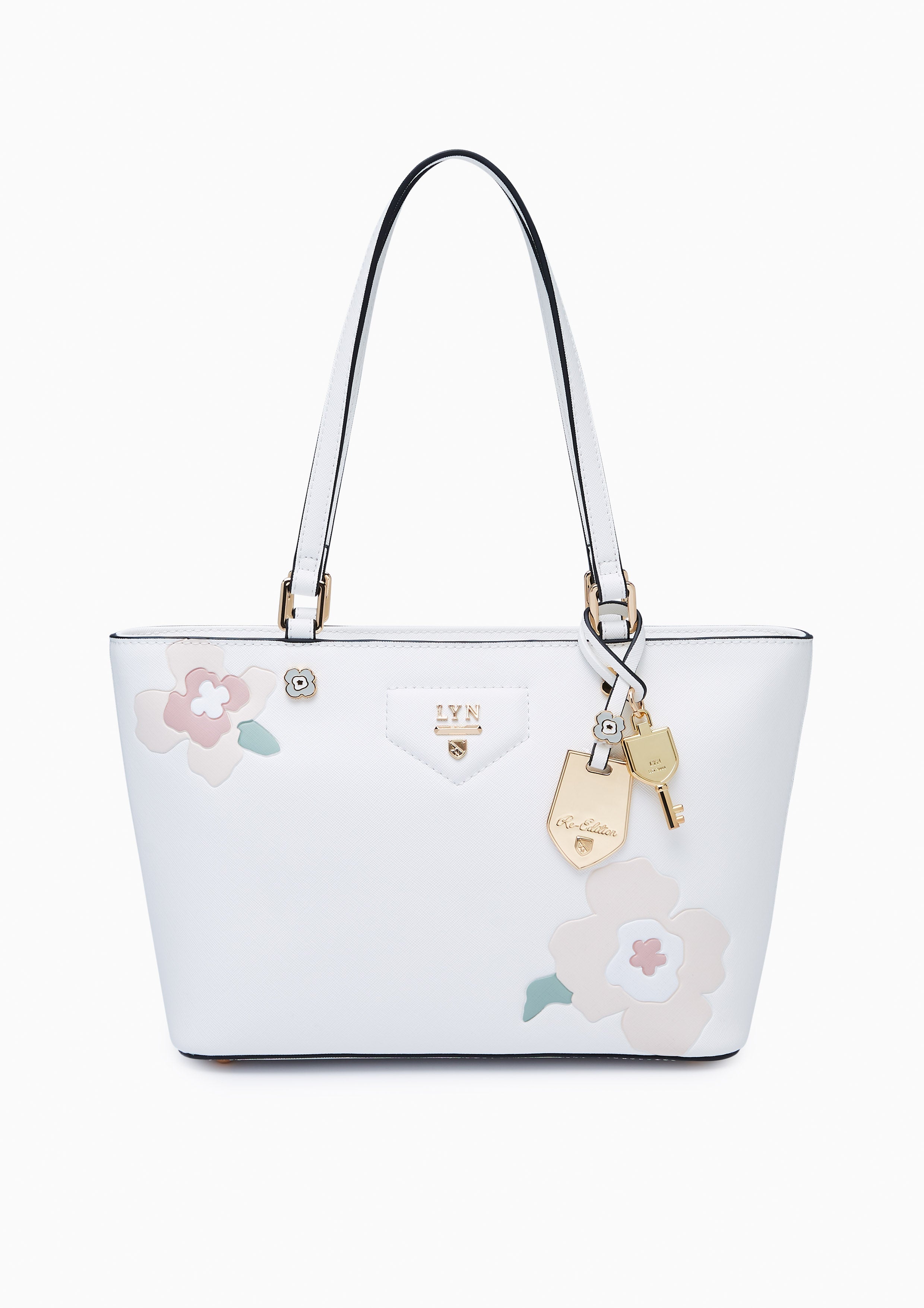 Poppy Print Carina  M Tote Bag - Printed White
