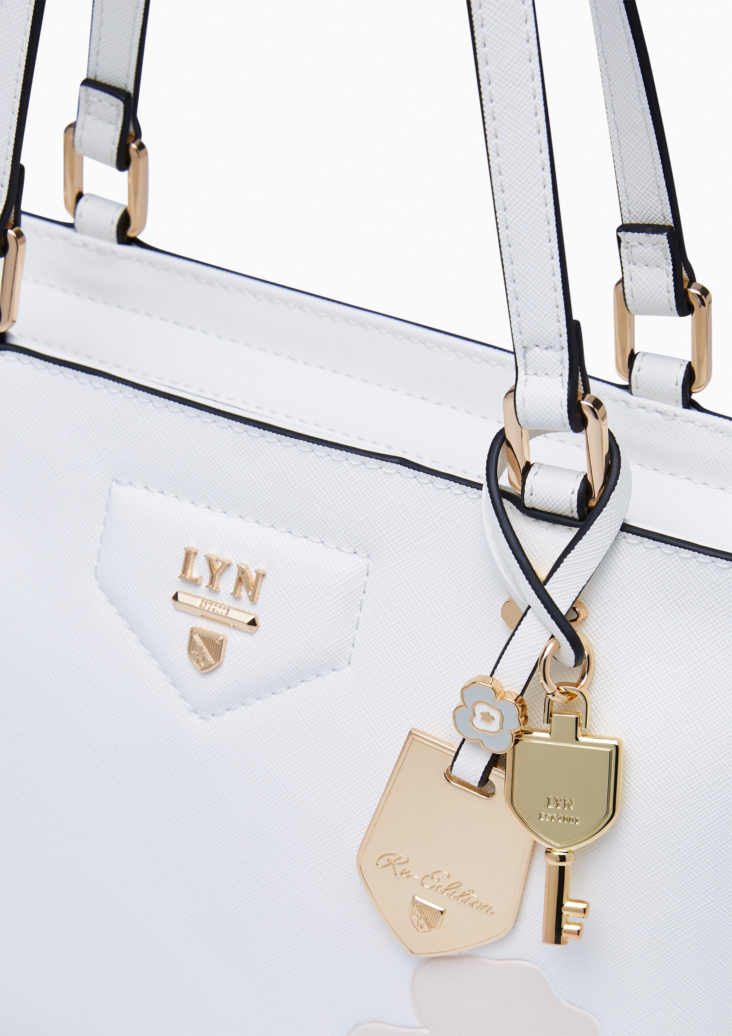 Poppy Print Carina  M Tote Bag - Printed White