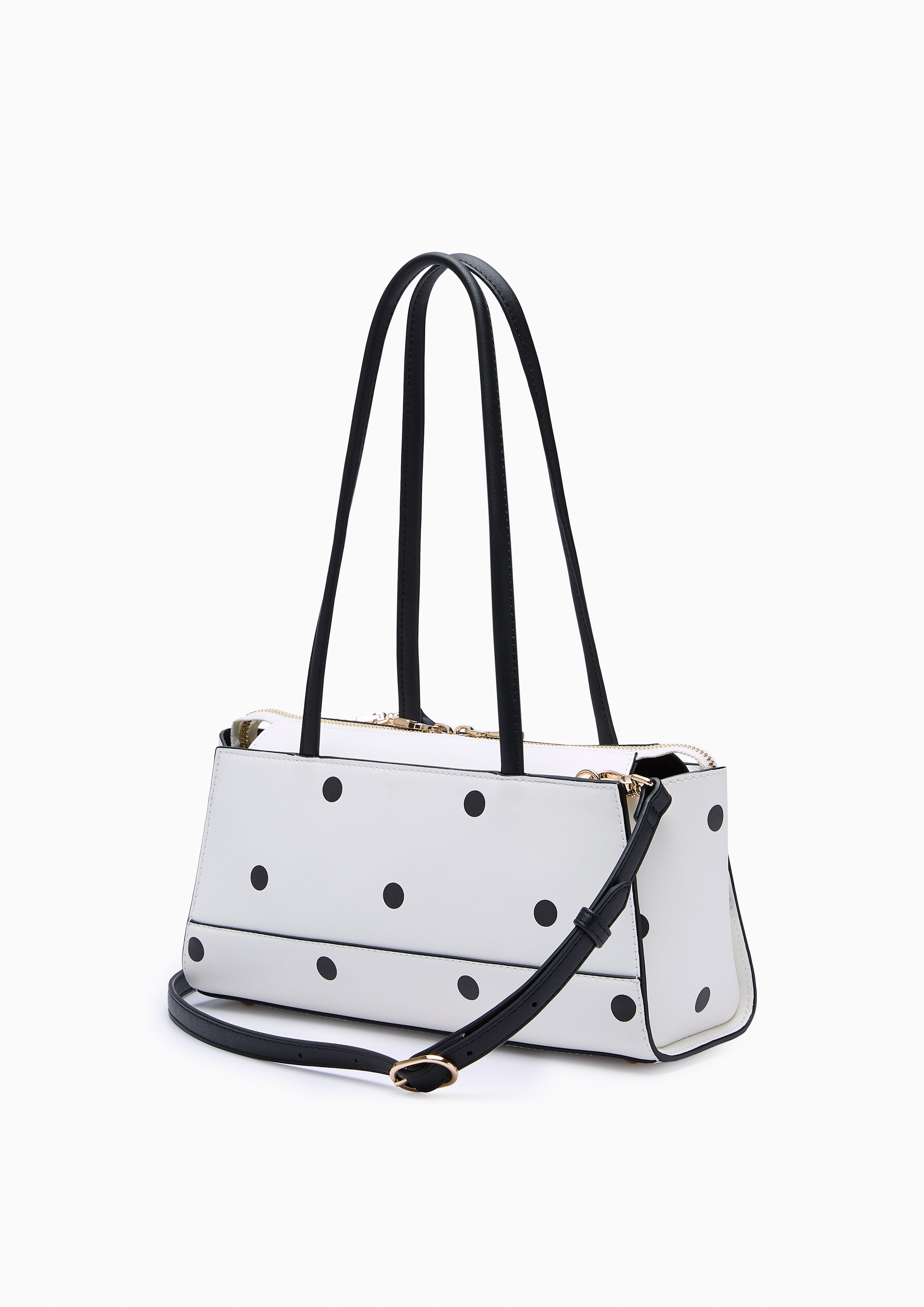 Abeny Polka Dot Infinite M Shoulder Bag - Printed White