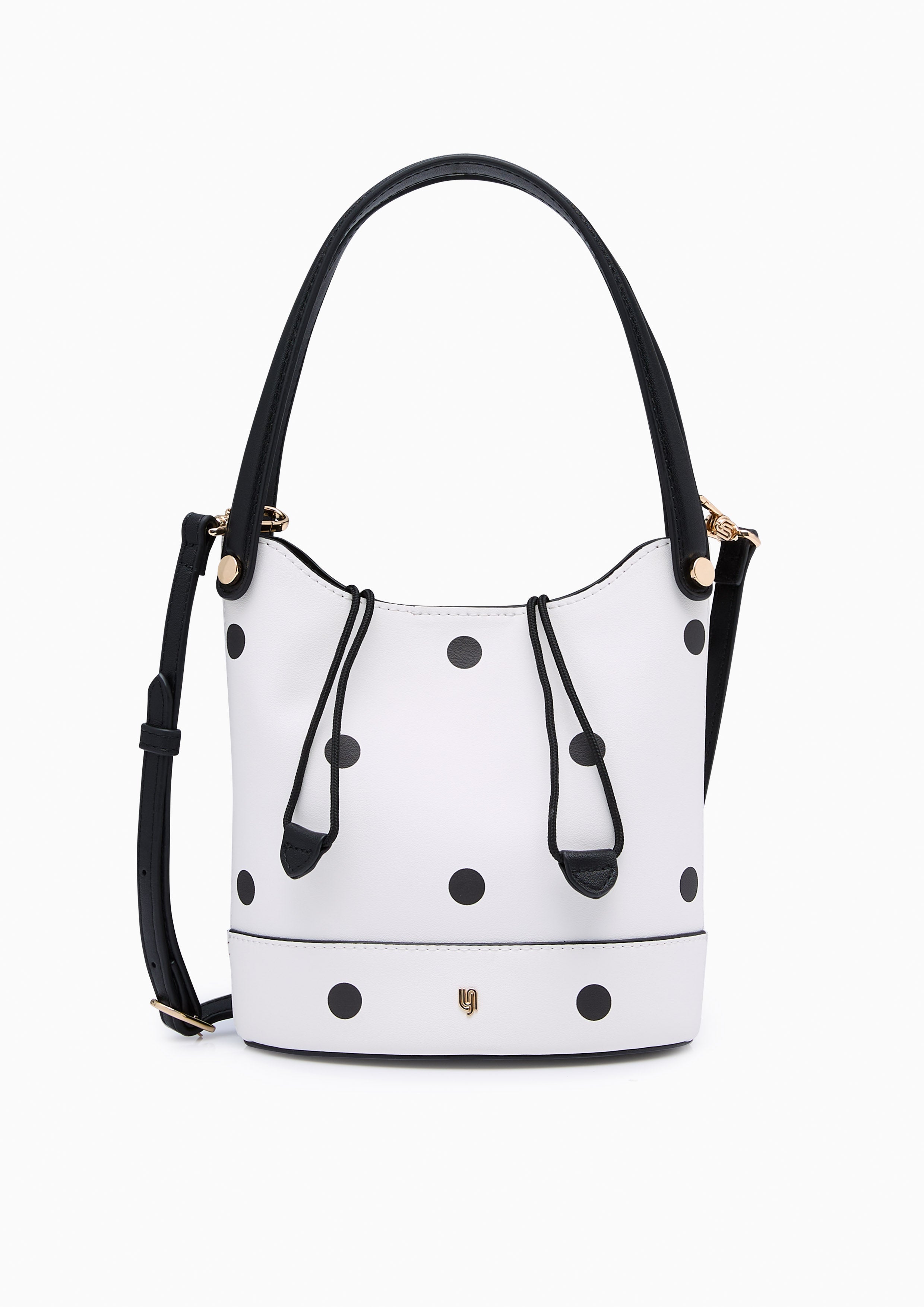 Abeny Polka Dot Infinite Bucket Bag - Printed White