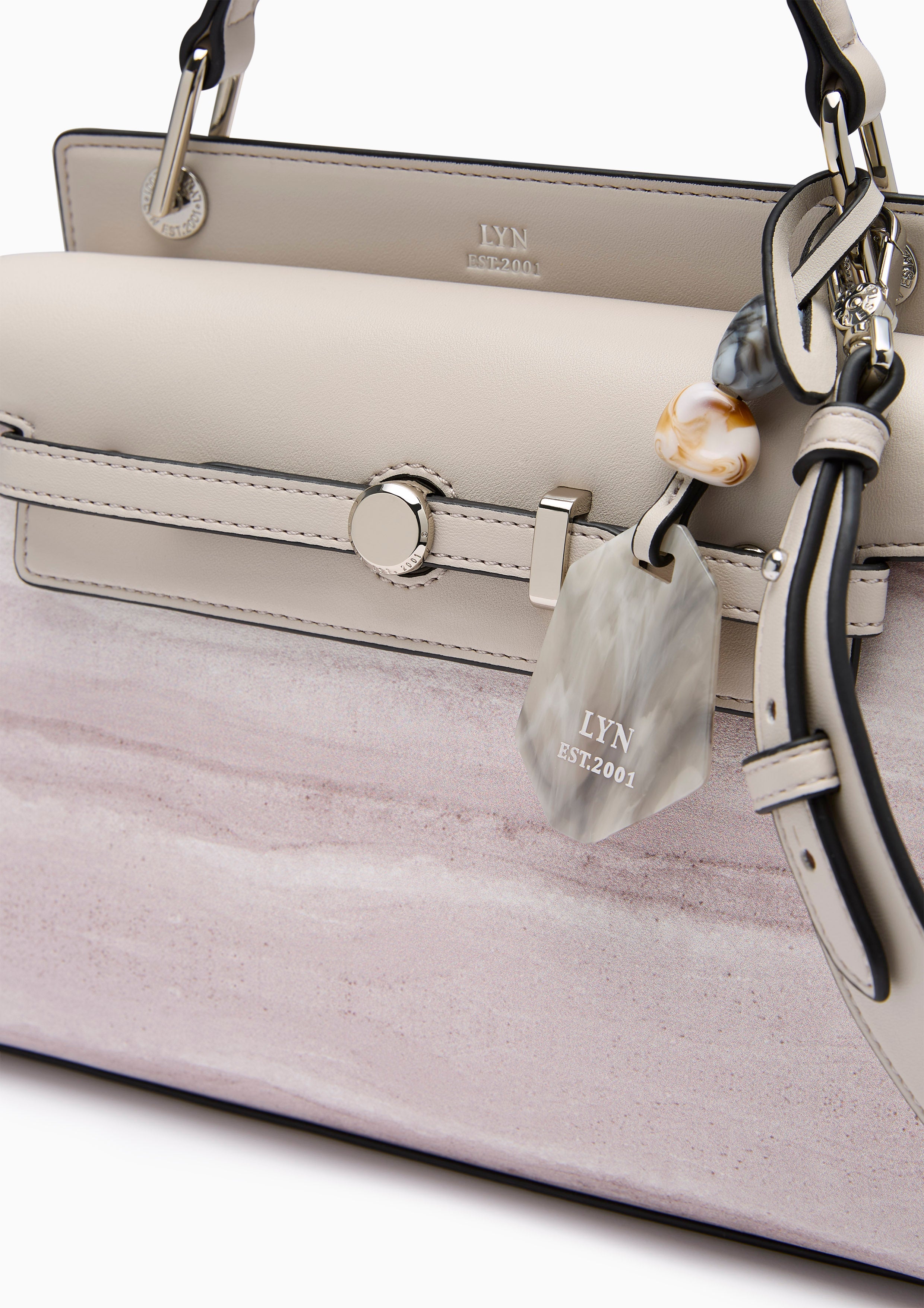 Anderson Earthy Top M Handbag - Light Printed Grey